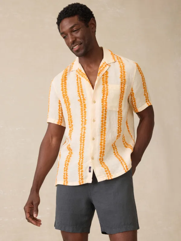 Short Sleeve Shibori Palma Linen Shirt - Citrus Valley sold by Faherty