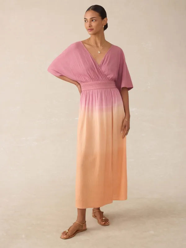 Mila Dress - Sunset Dip Dye sold by Faherty