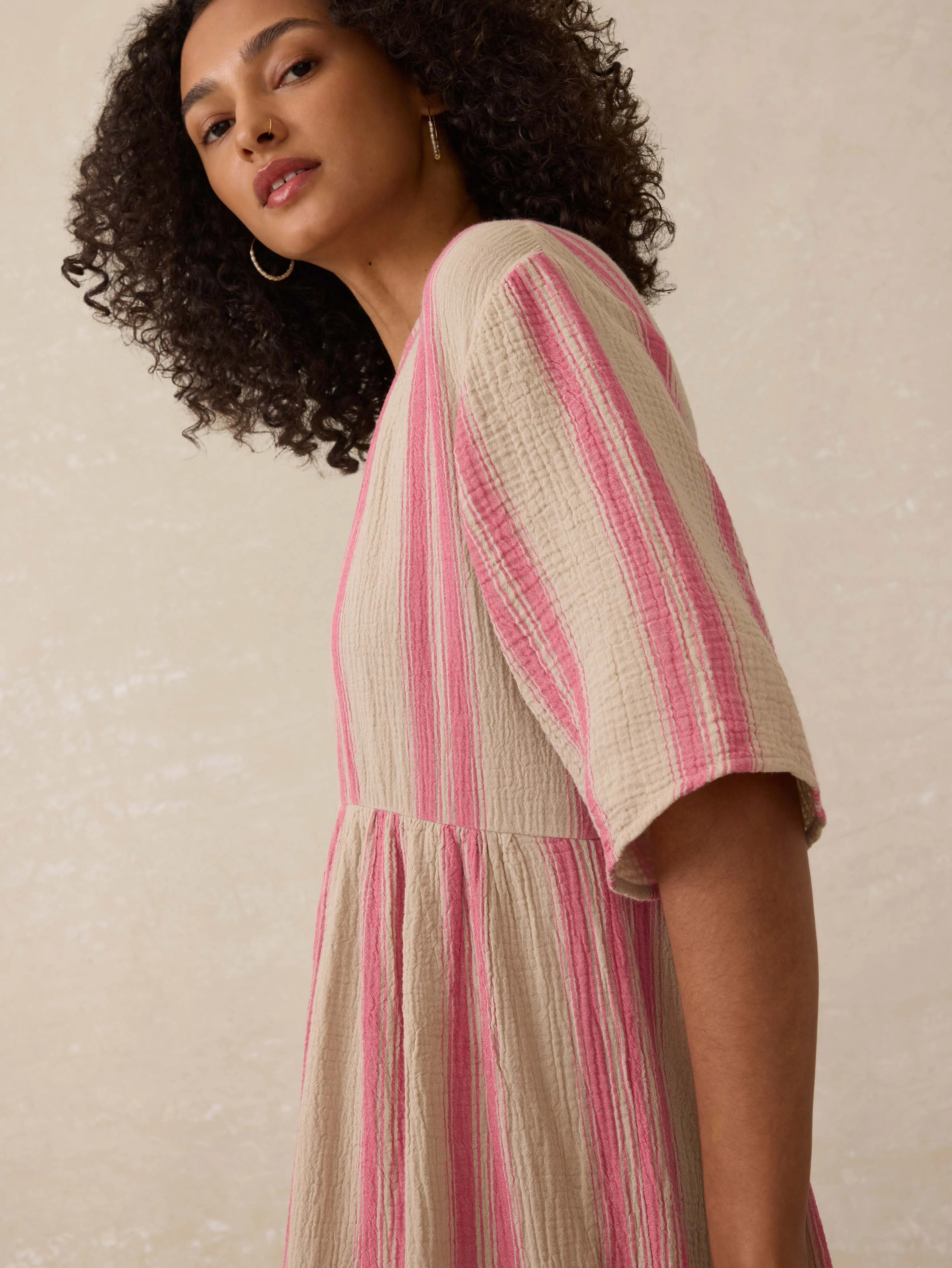 Dune Cotton Gauze Wesley Dress - Cocoa Reef Stripe sold by Faherty product image thumbnail 4
