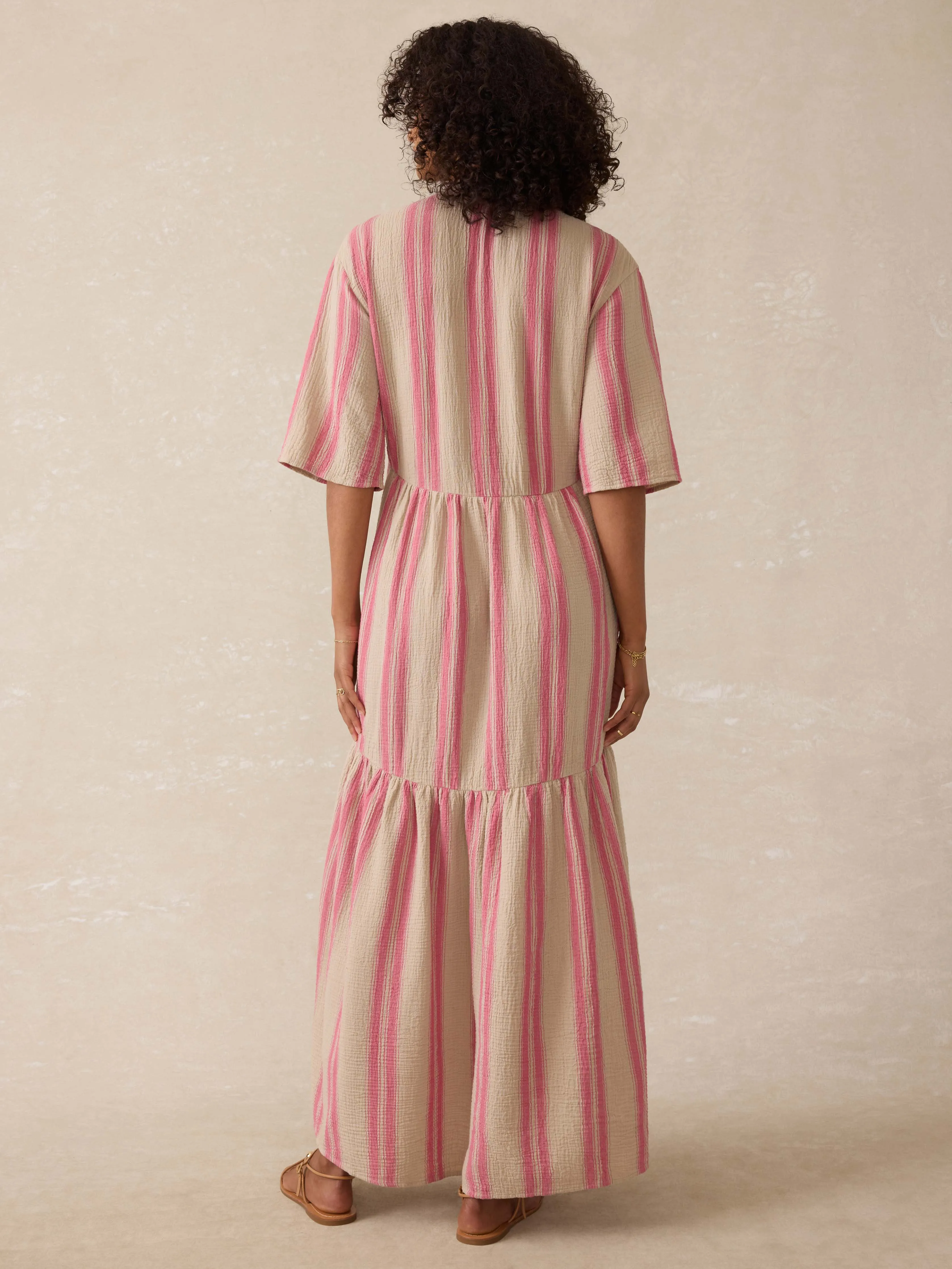 Dune Cotton Gauze Wesley Dress - Cocoa Reef Stripe sold by Faherty product image thumbnail 3