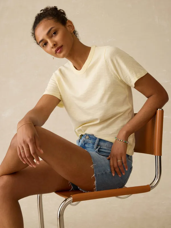 Sunwashed Essential Tee - Lemon Sorbet sold by Faherty