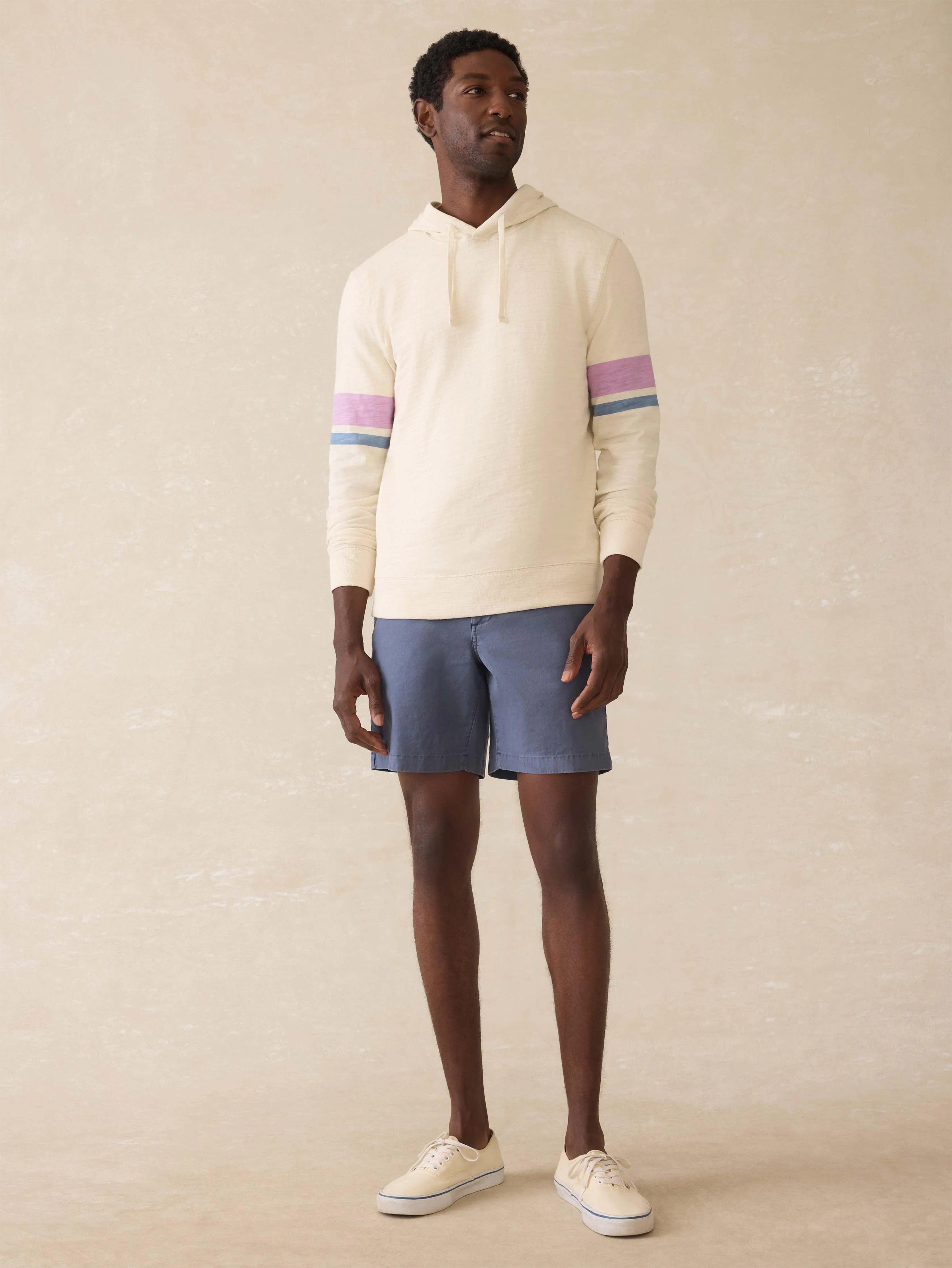 Sunwashed Midweight Organic Hoodie - Cream Dume Stripe sold by Faherty product image thumbnail 5