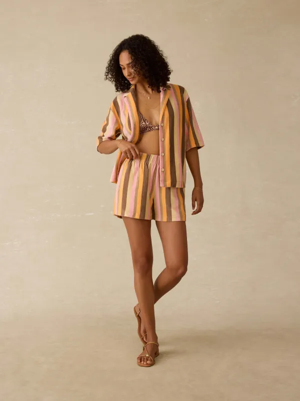 Cabana Towel Terry Short - Sun Kissed Stripe sold by Faherty