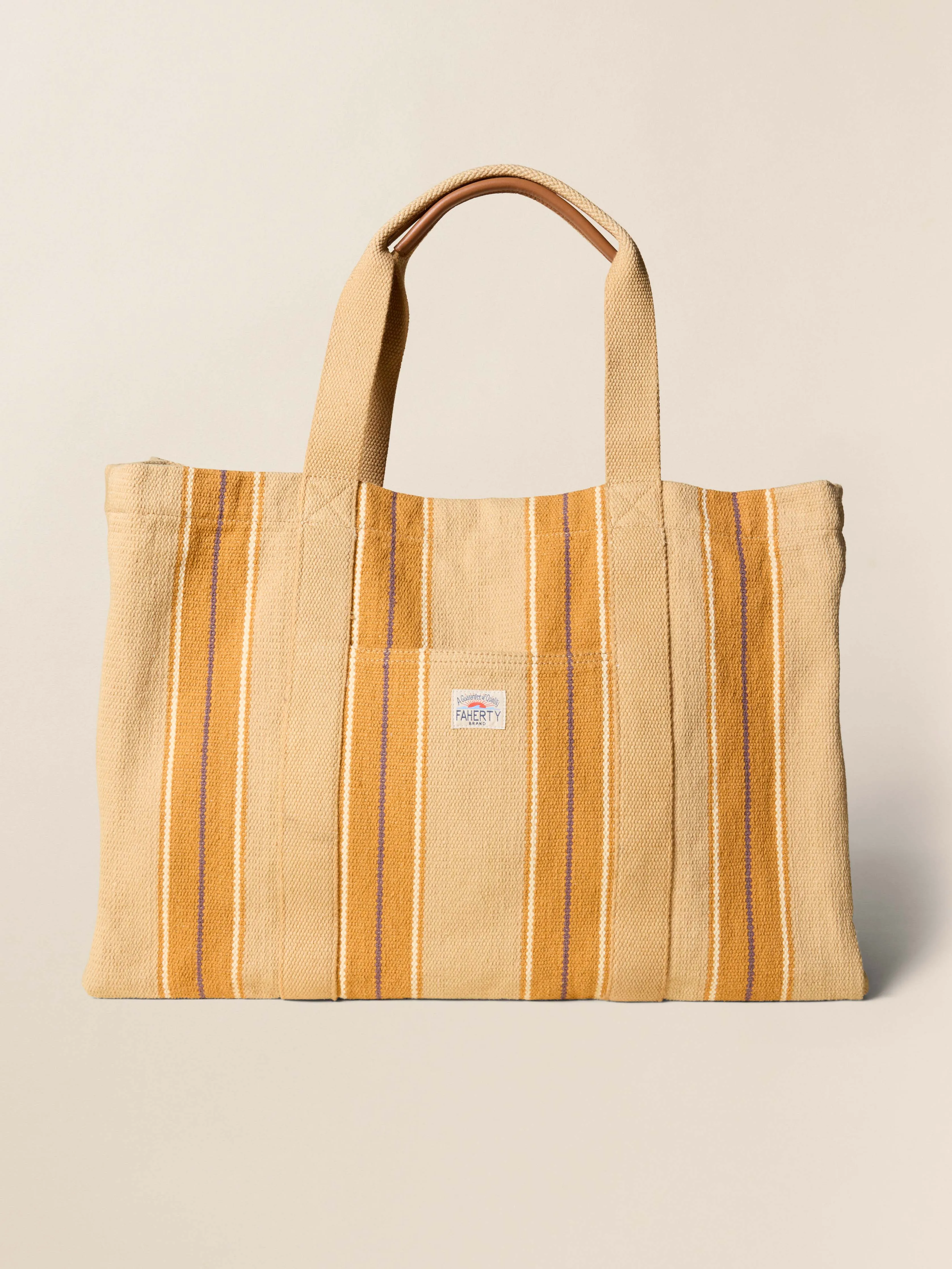 Surf Stripe Beach Tote - Khaki sold by Faherty