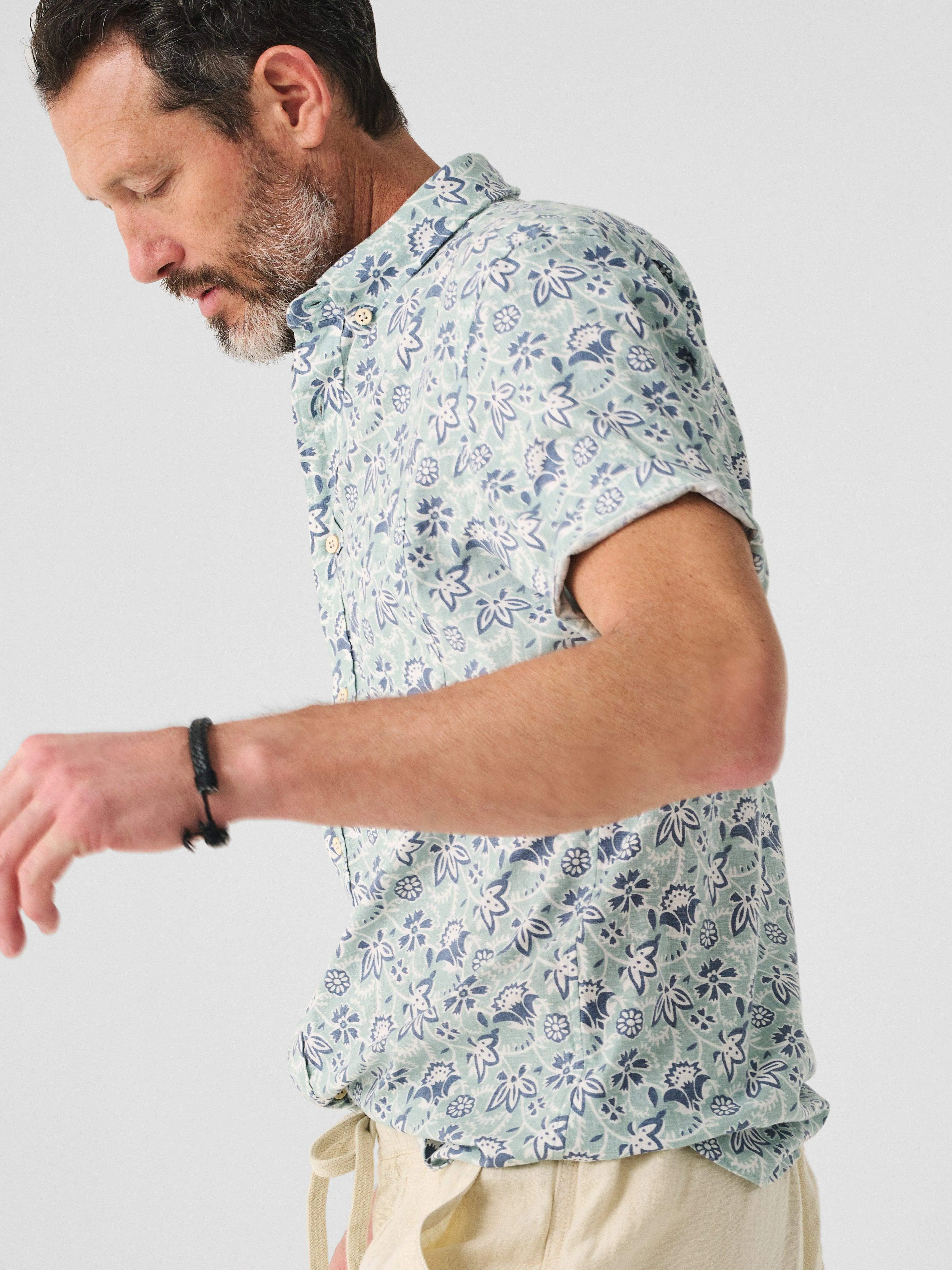 Short-Sleeve Breeze Shirt - Riptide Floral Batik sold by Faherty