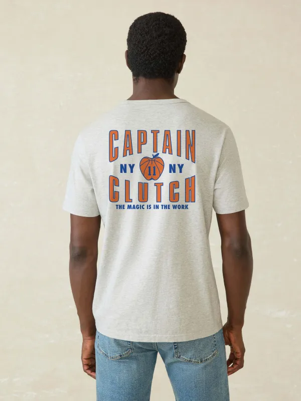 Jalen Brunson x Captain Clutch Sunwashed Pocket Tee - Granite Heather sold by Faherty