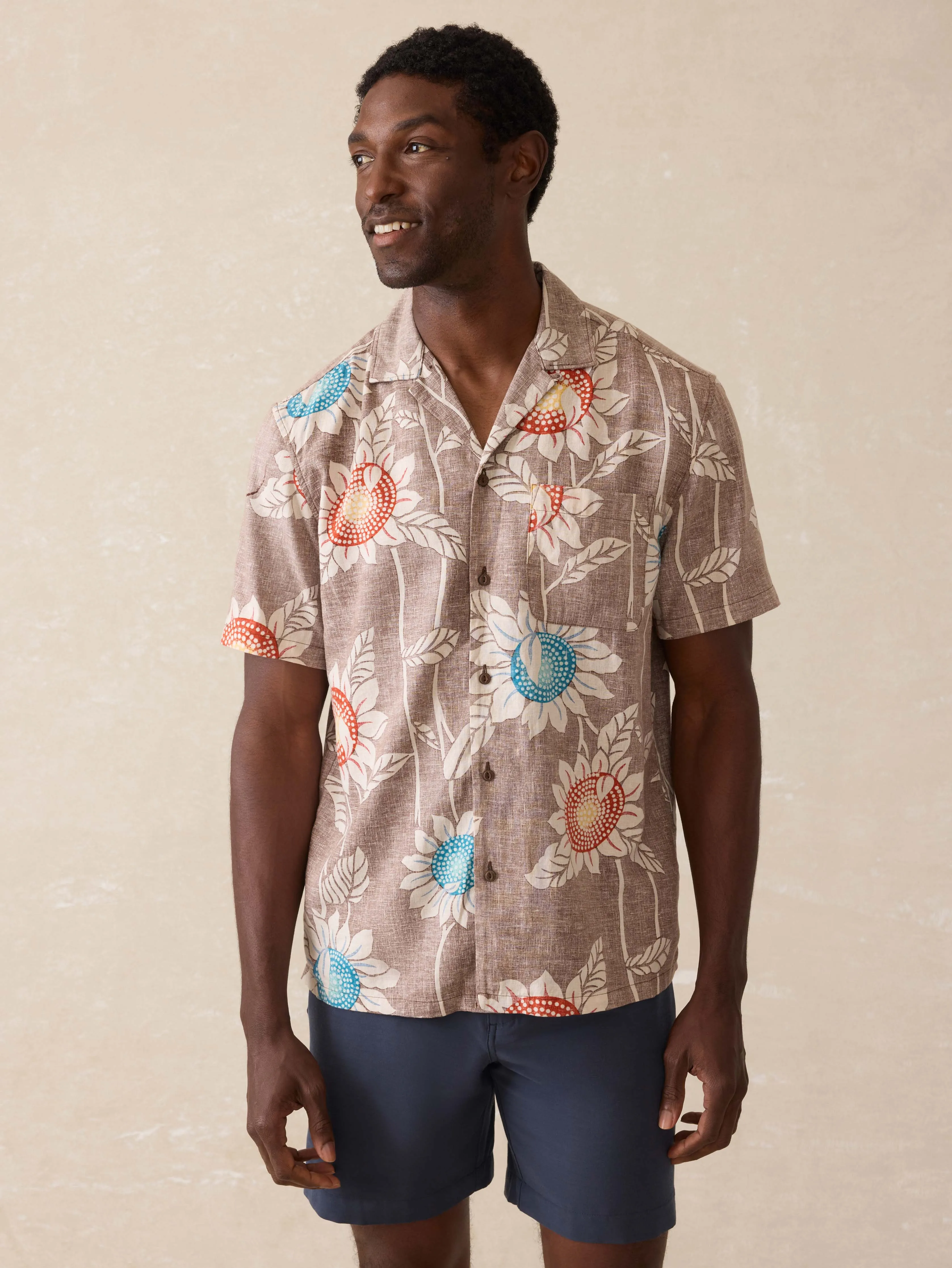 Short Sleeve Breeze Camp Shirt - Sunseeker Blossom sold by Faherty