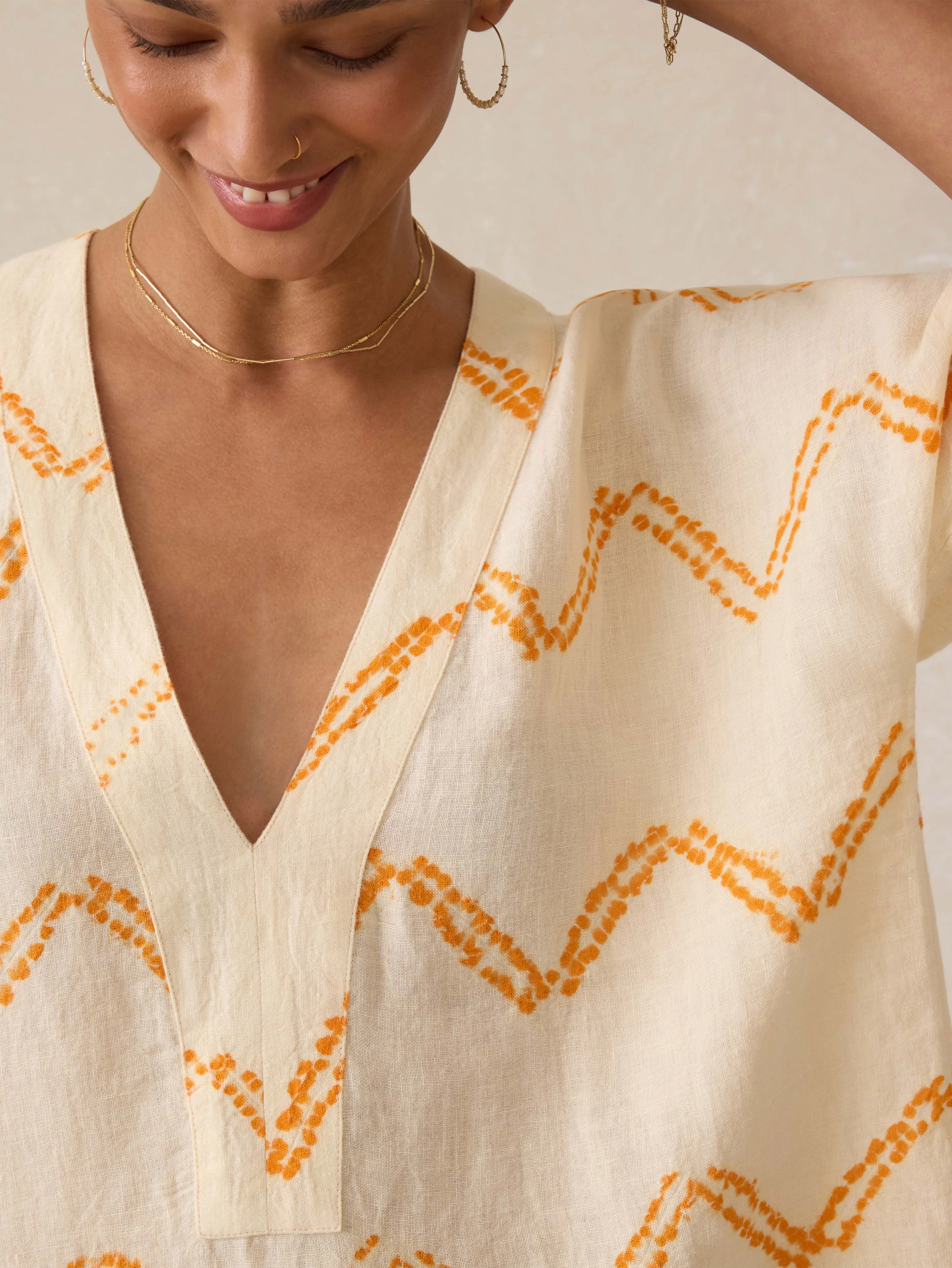 Cora Linen Coverup - Chevron Shibori sold by Faherty product image thumbnail 2