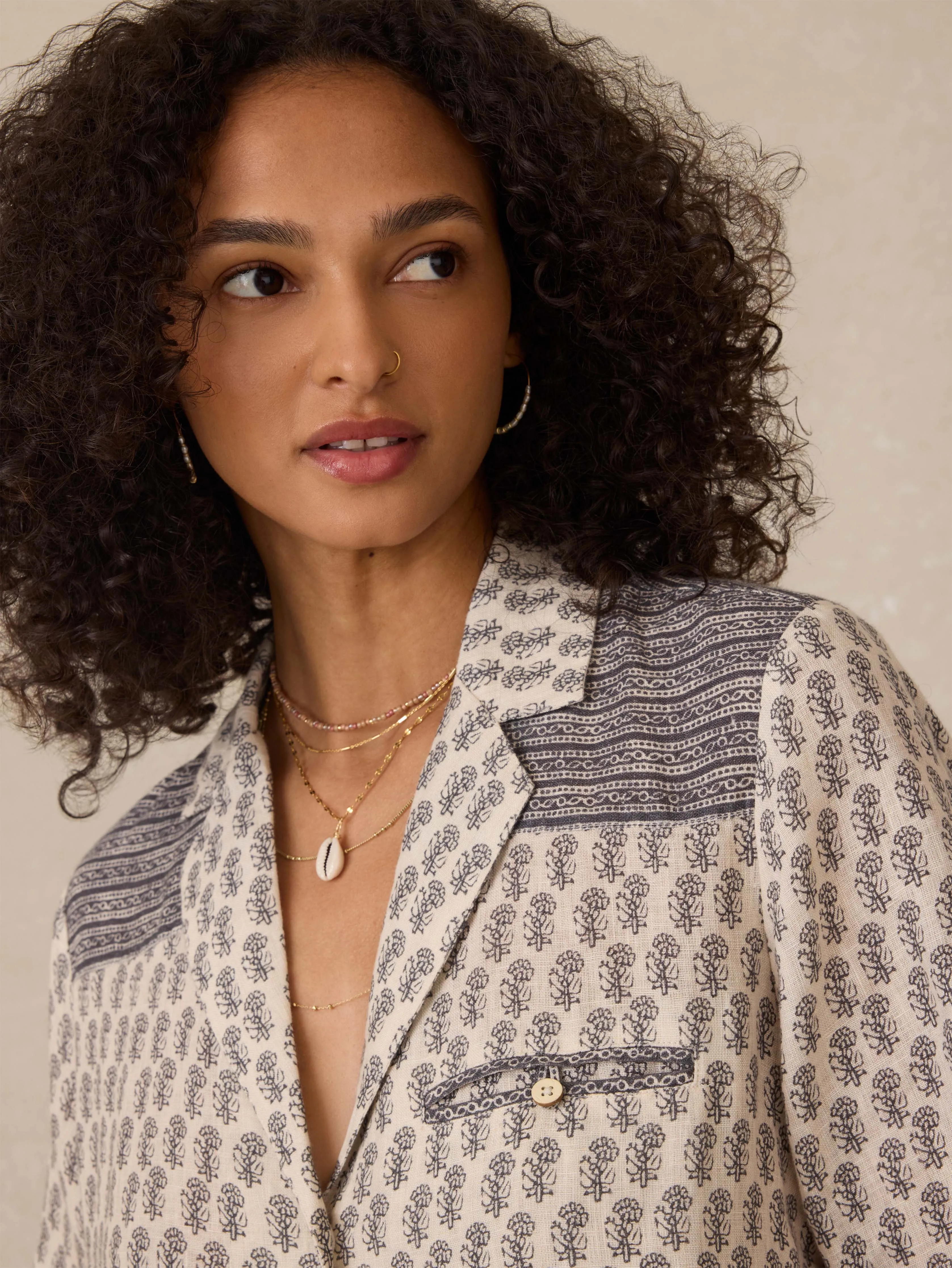 Paradise Point Linen Dress - Summer Pearl Blossom sold by Faherty product image thumbnail 4