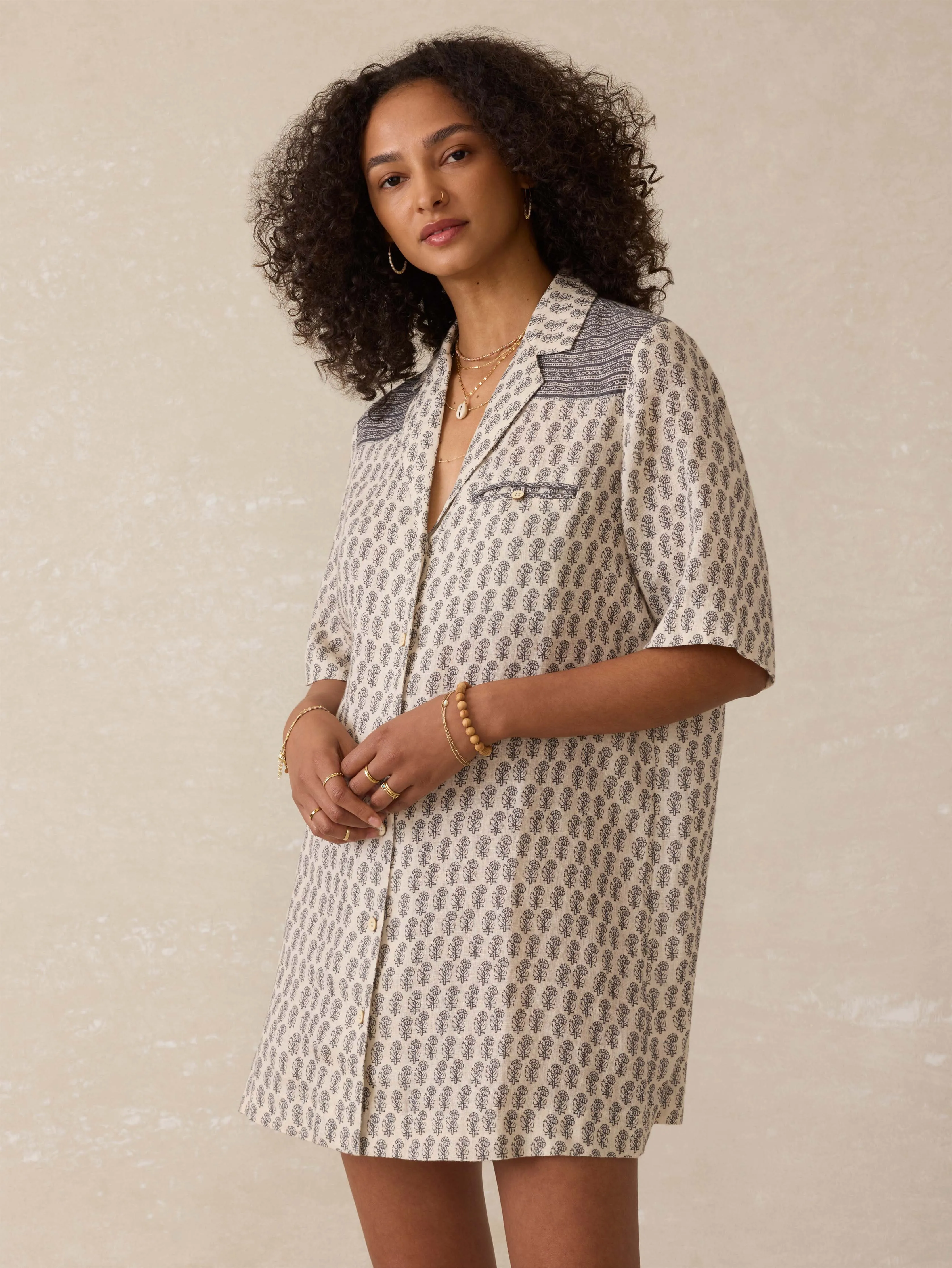 Paradise Point Linen Dress - Summer Pearl Blossom sold by Faherty product image thumbnail 2