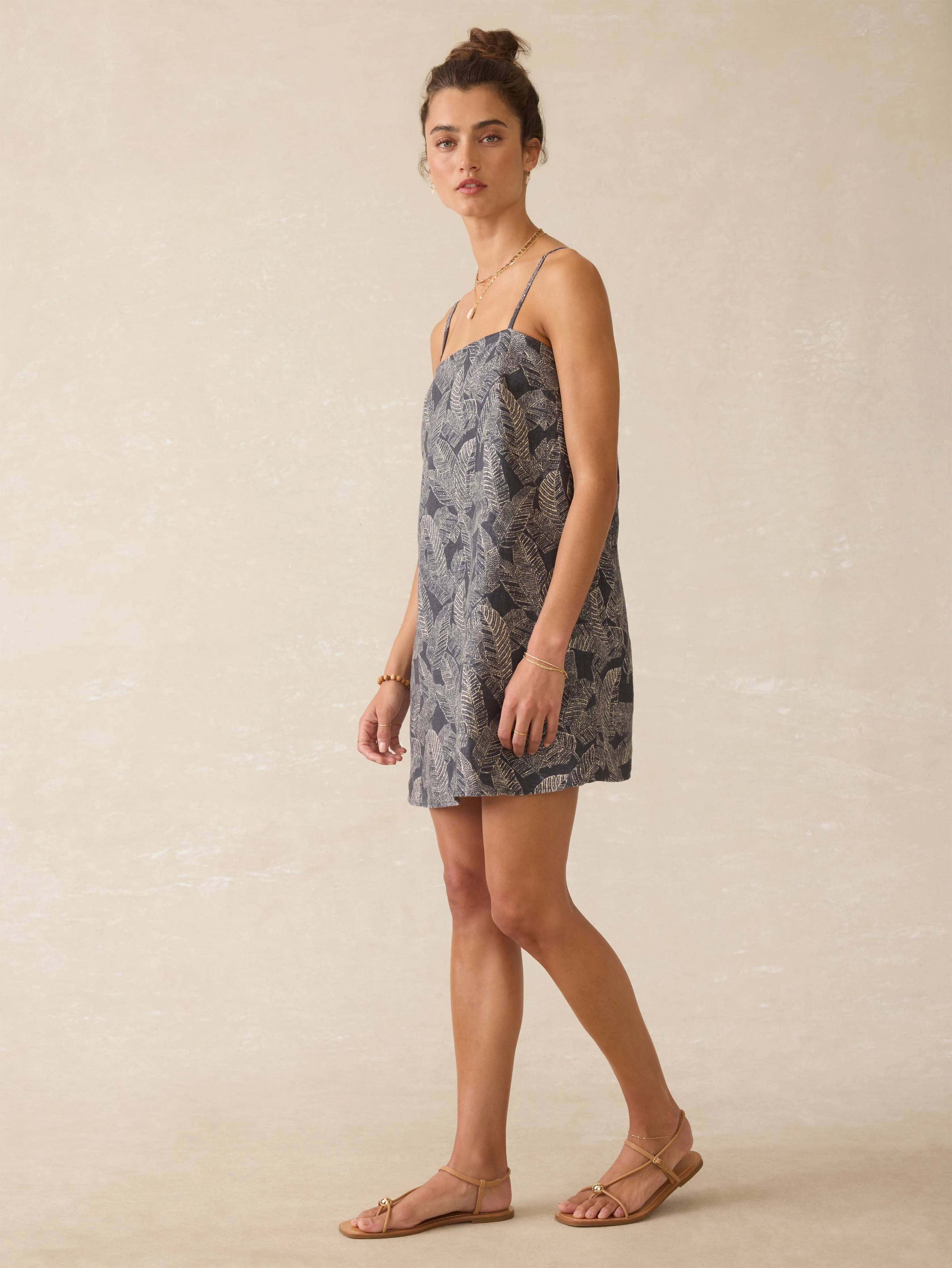 Byron Bay Linen Dress - Charcoal Banana Leaf sold by Faherty product image thumbnail 5