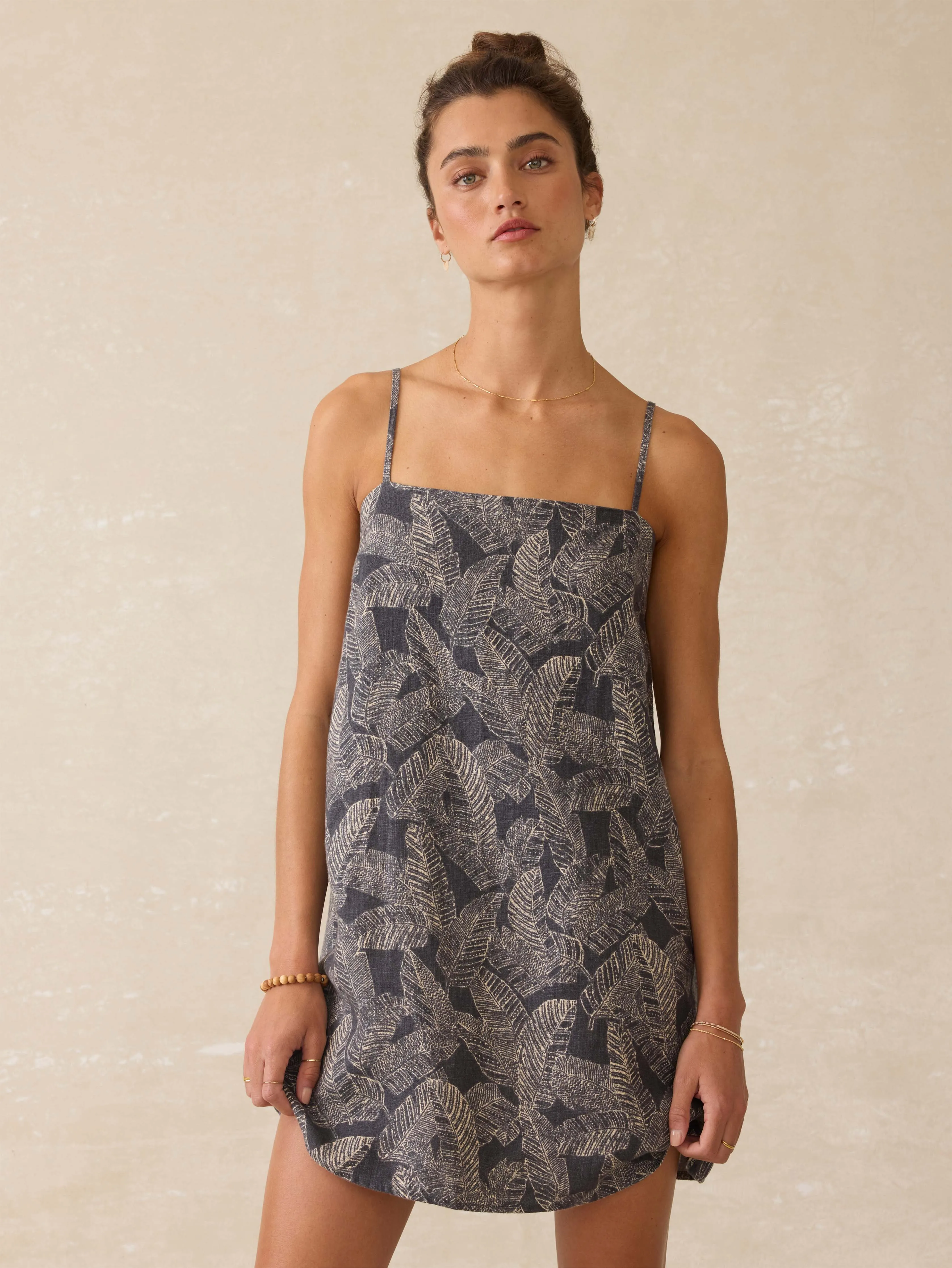 Byron Bay Linen Dress - Charcoal Banana Leaf sold by Faherty product image thumbnail 4