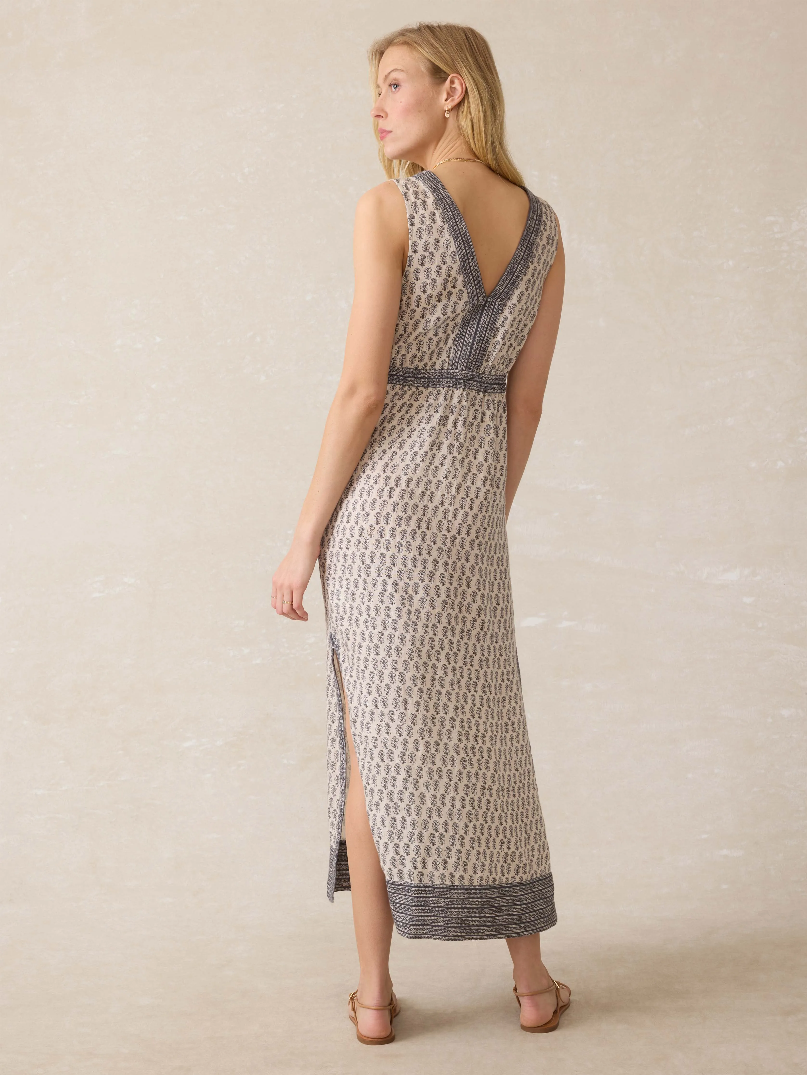 Macey Linen Maxi Dress - Summer Pearl Blossom sold by Faherty product image thumbnail 4