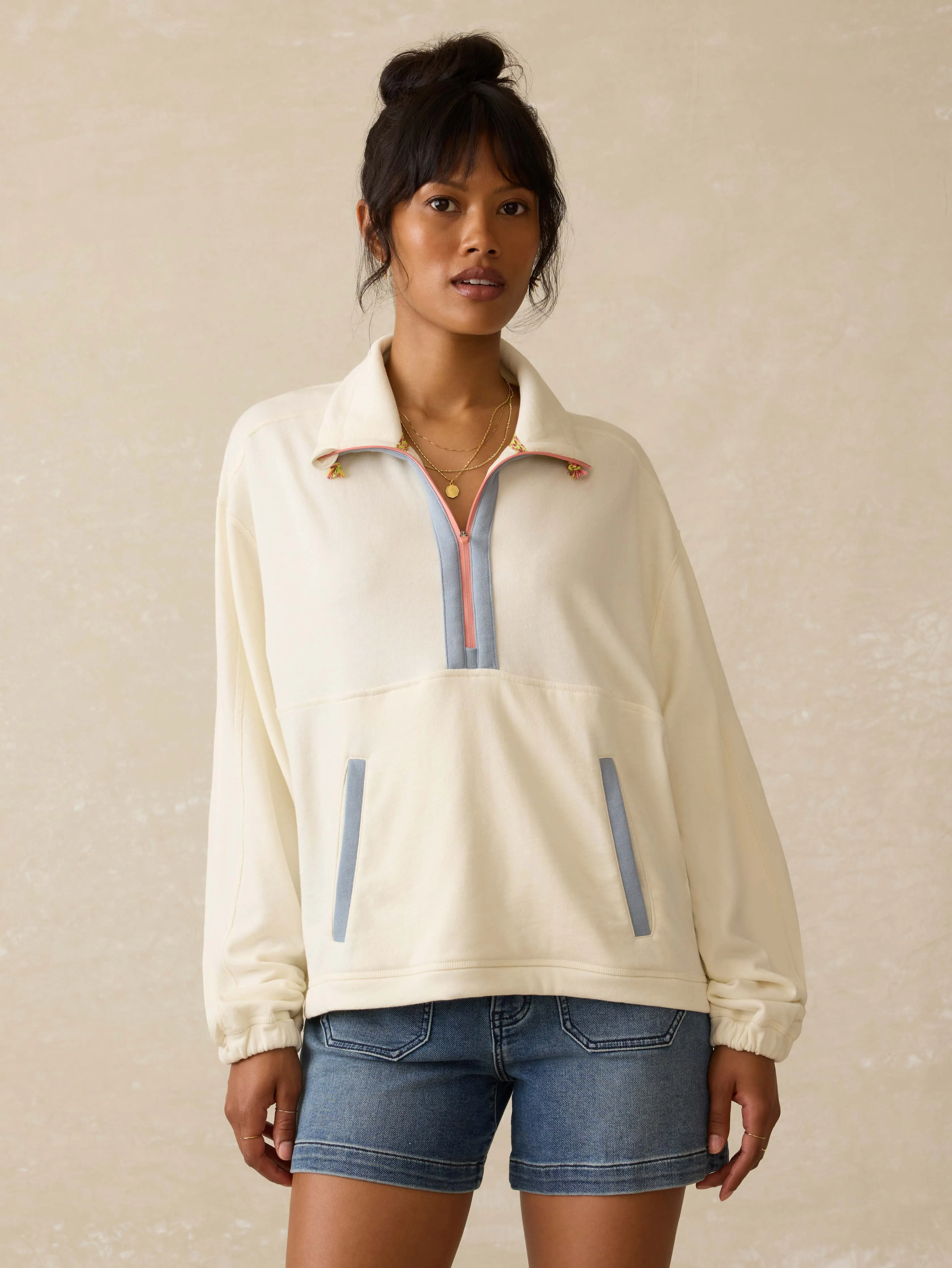 High Tide Terry Anorak - Egret sold by Faherty