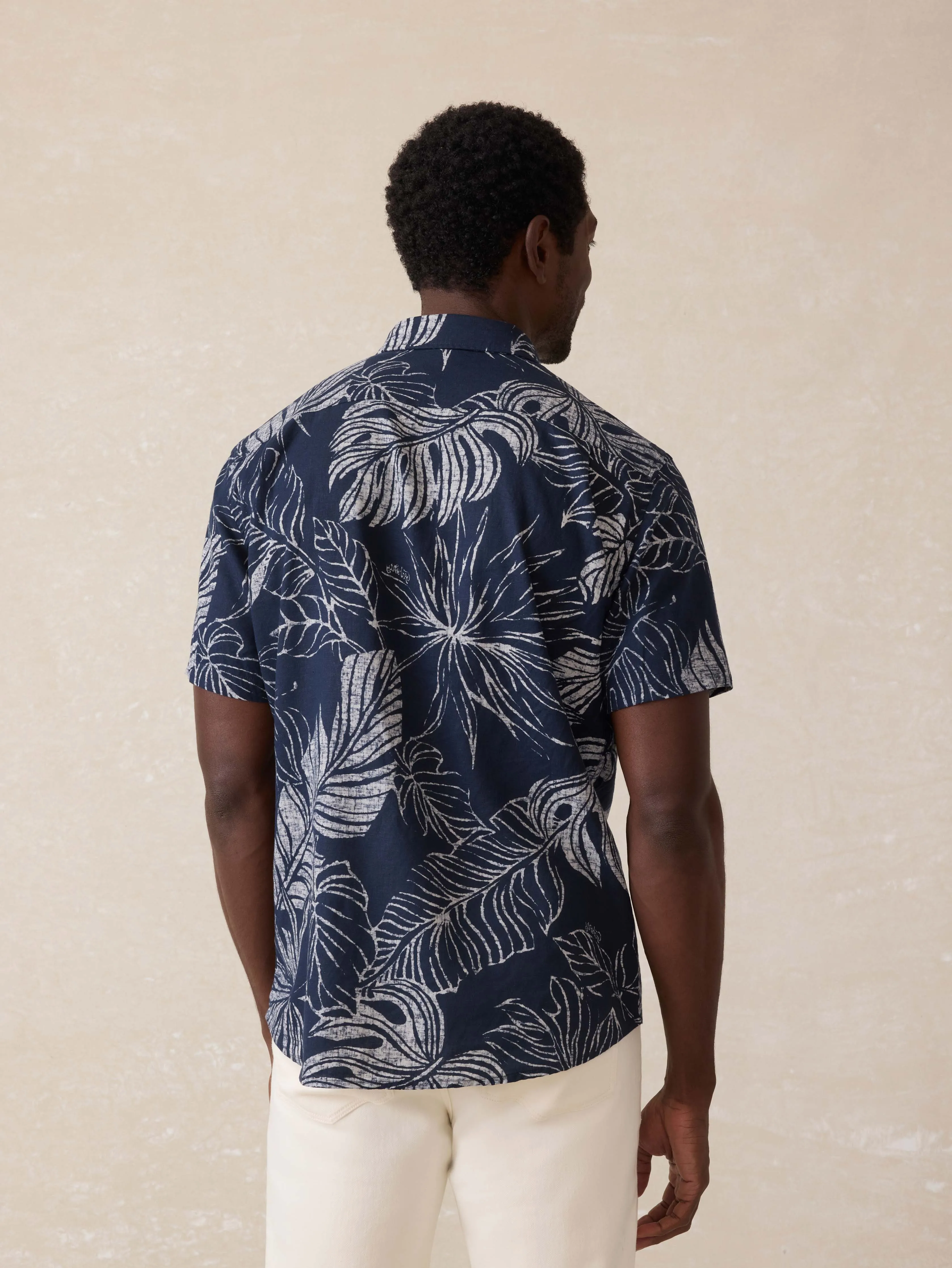 Short-Sleeve Breeze Shirt - Navy Perro Tropical sold by Faherty product image thumbnail 3