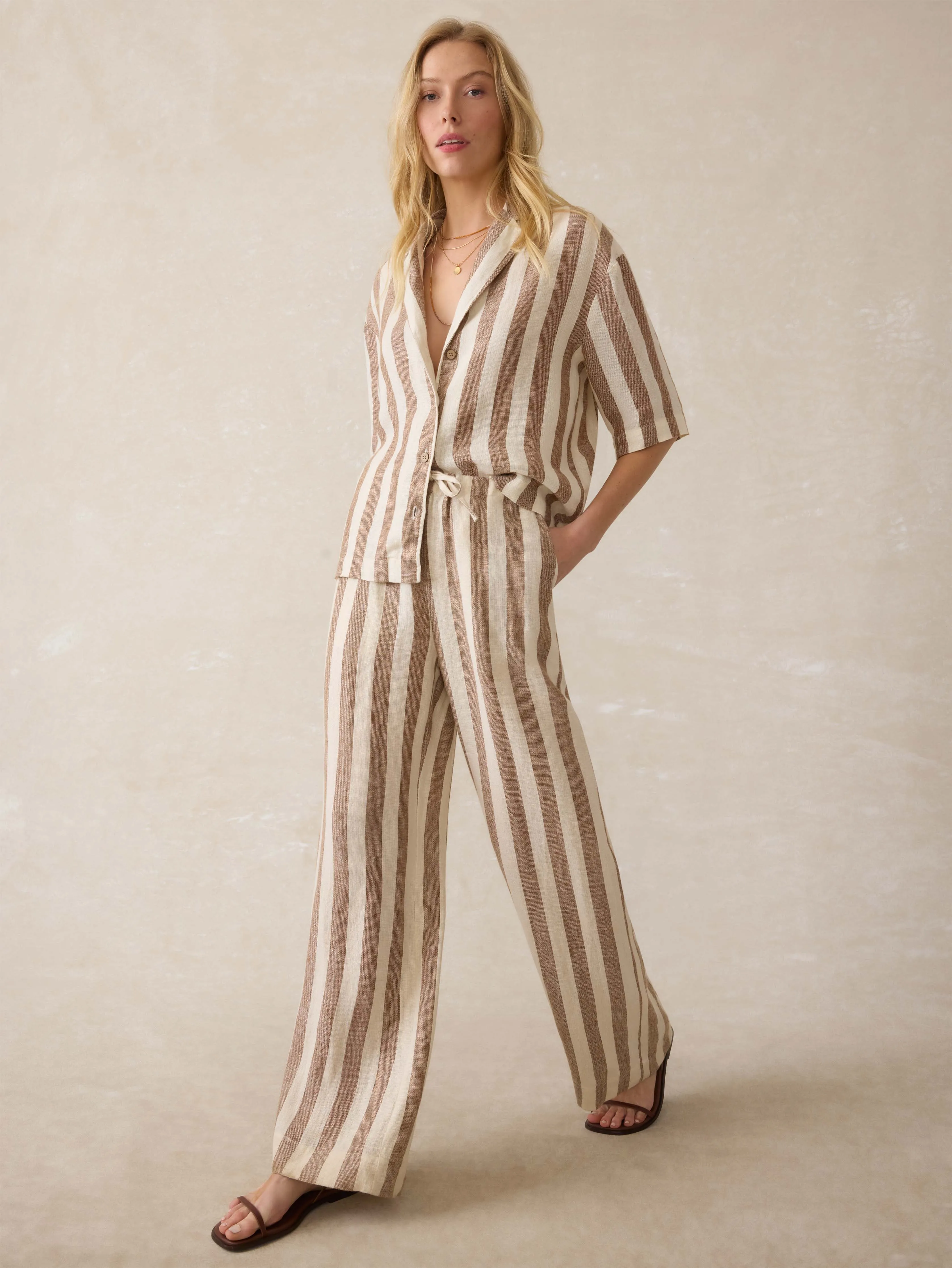 Laidback Palma Linen Pant - Cocoa Beach Stripe sold by Faherty