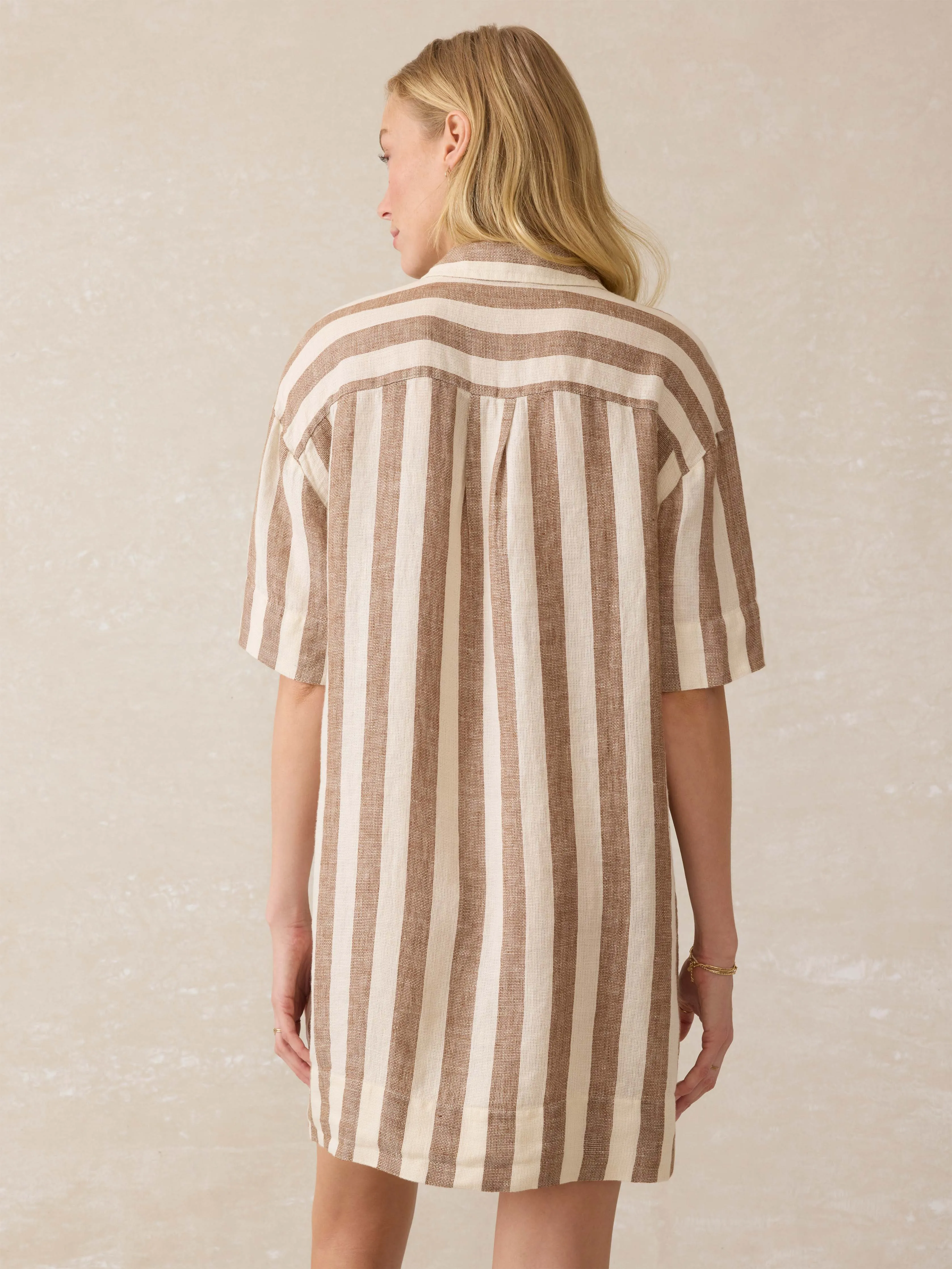 Palma Linen Dara Mini Dress - Cocoa Beach Stripe sold by Faherty product image thumbnail 5