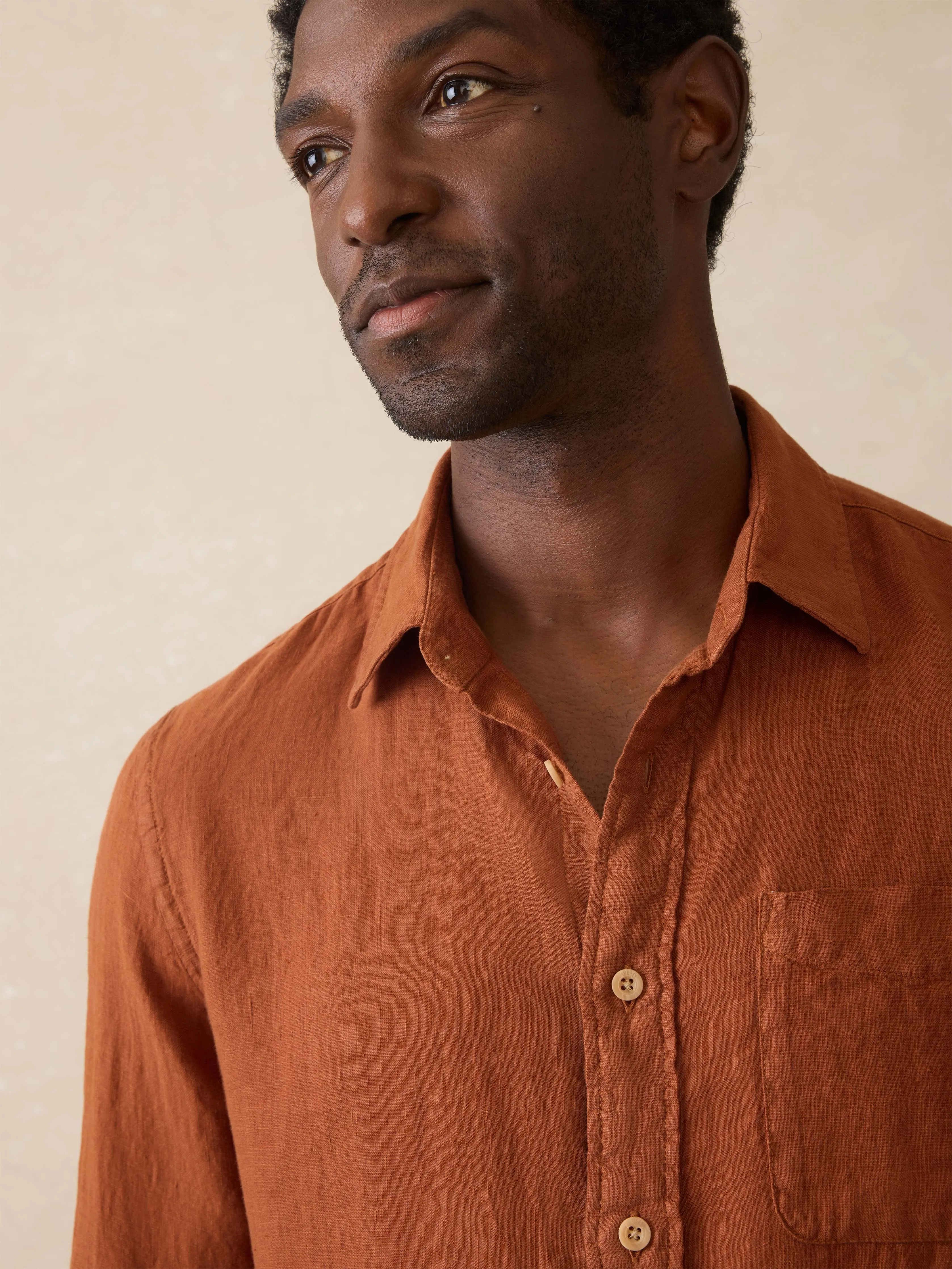 Laguna Linen Shirt - Summer Sienna sold by Faherty product image thumbnail 2