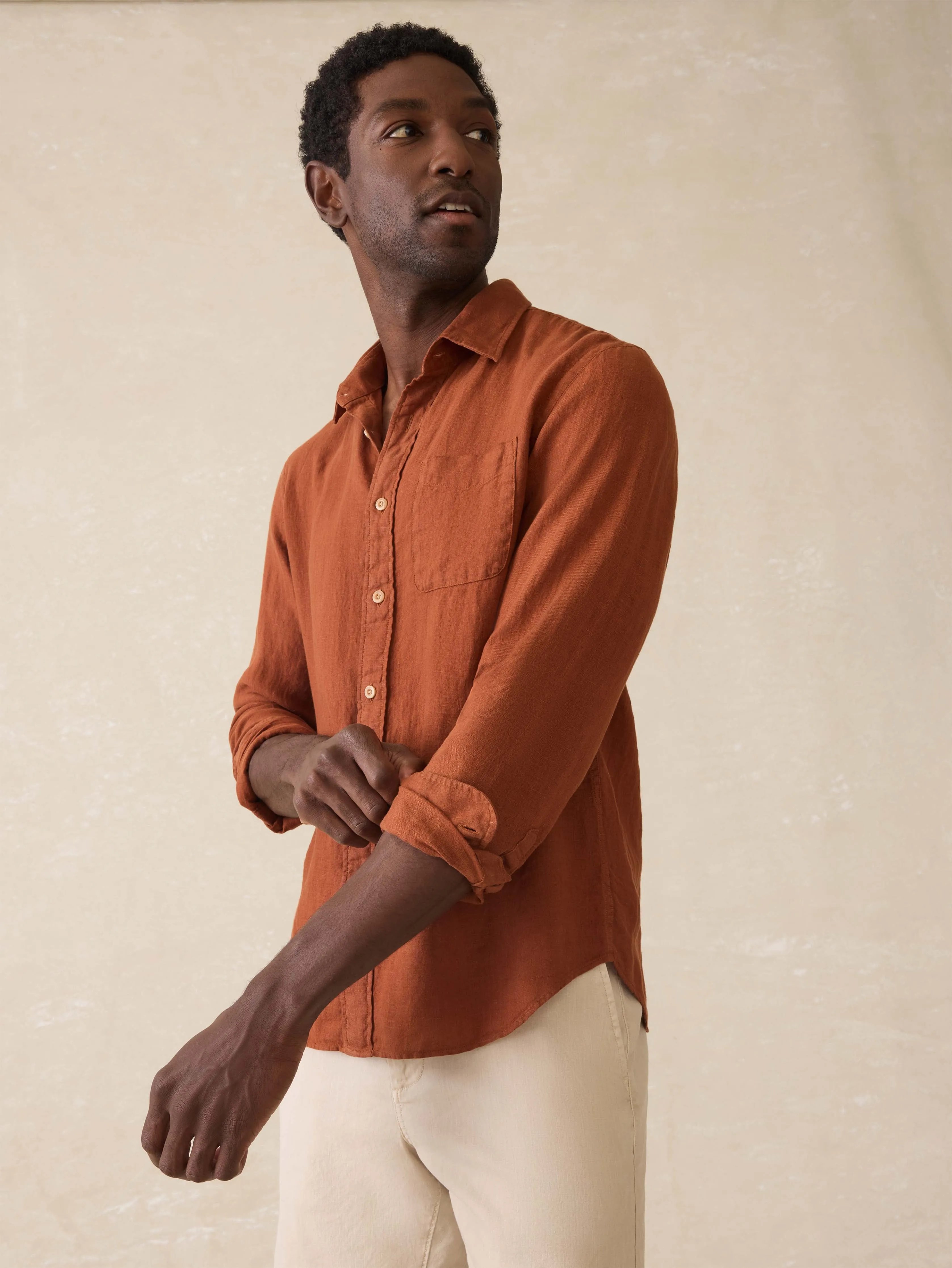 Laguna Linen Shirt - Summer Sienna sold by Faherty
