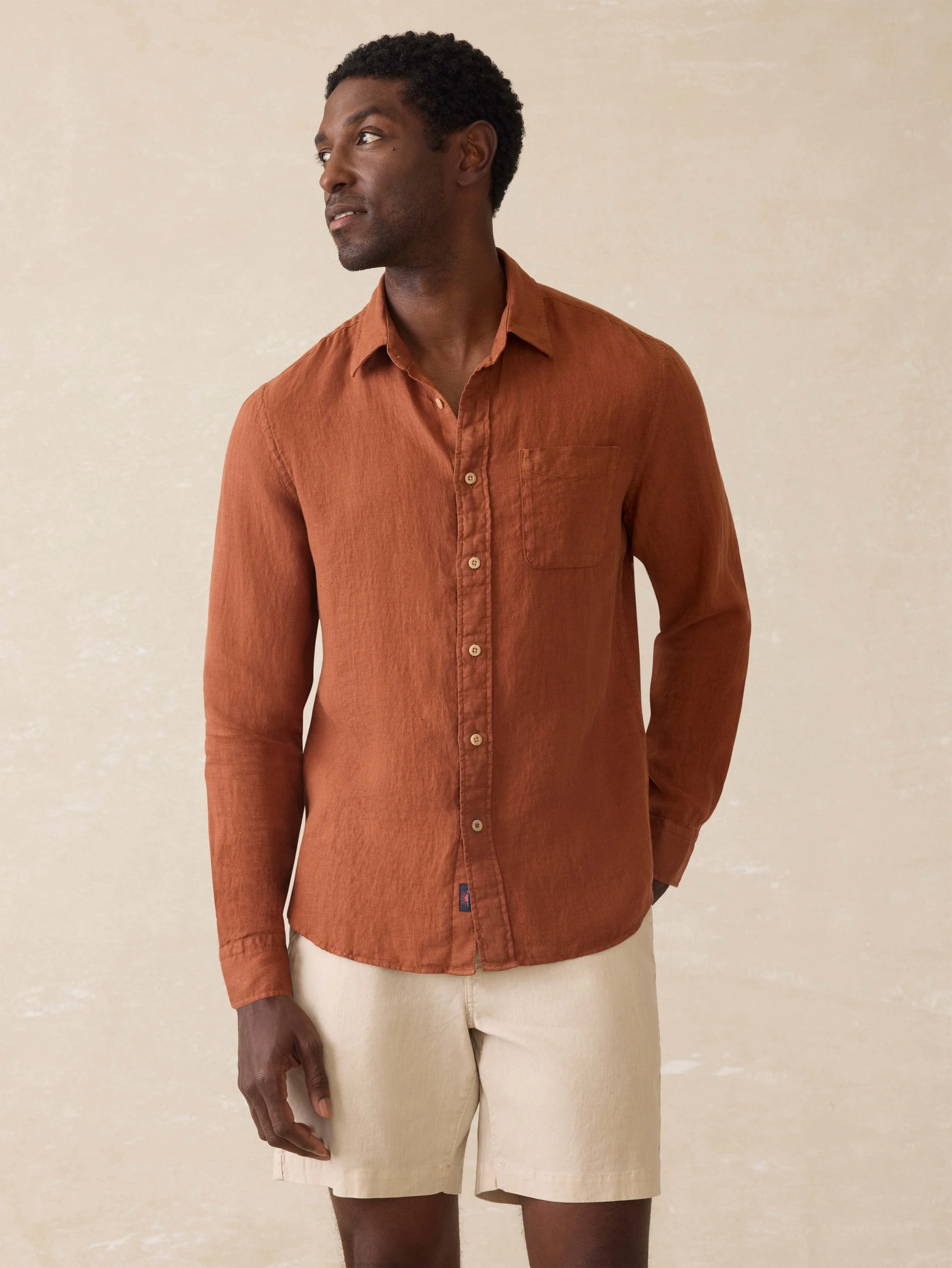 Laguna Linen Shirt - Summer Sienna sold by Faherty product image thumbnail 5