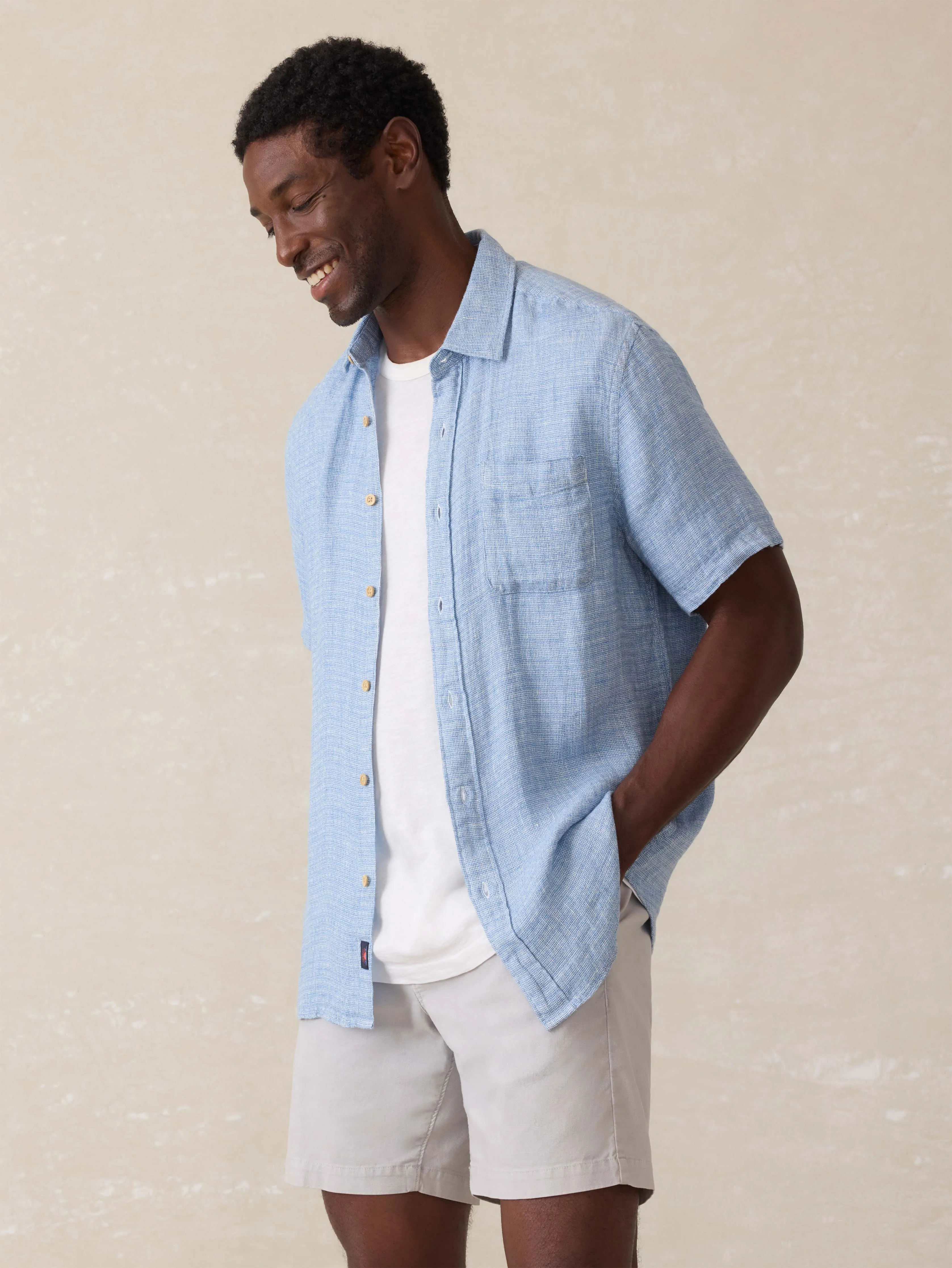 Tradewinds Linen Blend Short - Rain Cloud sold by Faherty product image thumbnail 3