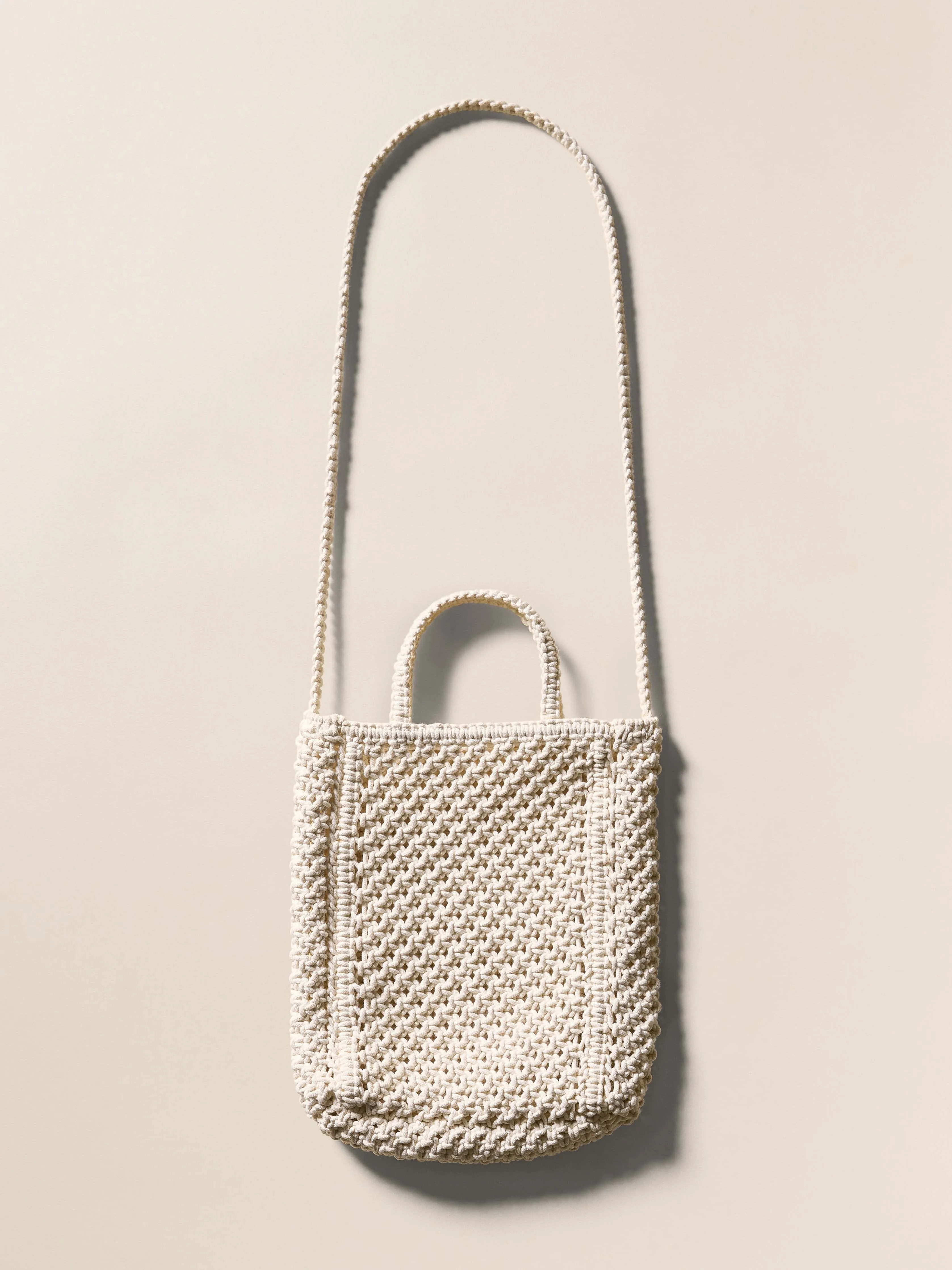 Sunwashed Macrame Crossbody - Cream sold by Faherty