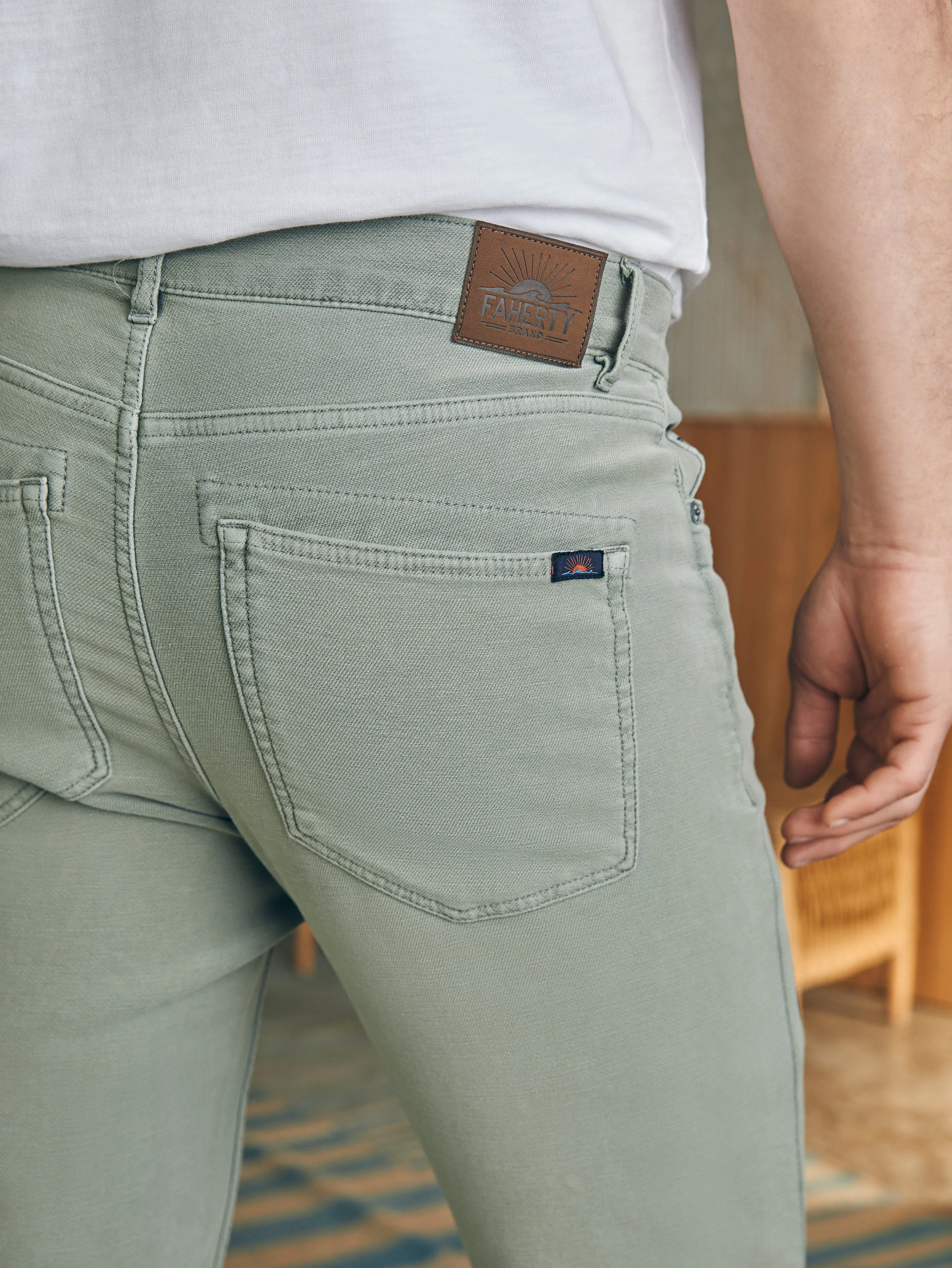 Stretch Terry 5-Pocket Pant (32" Inseam) - Faded Olive sold by Faherty product image thumbnail 5