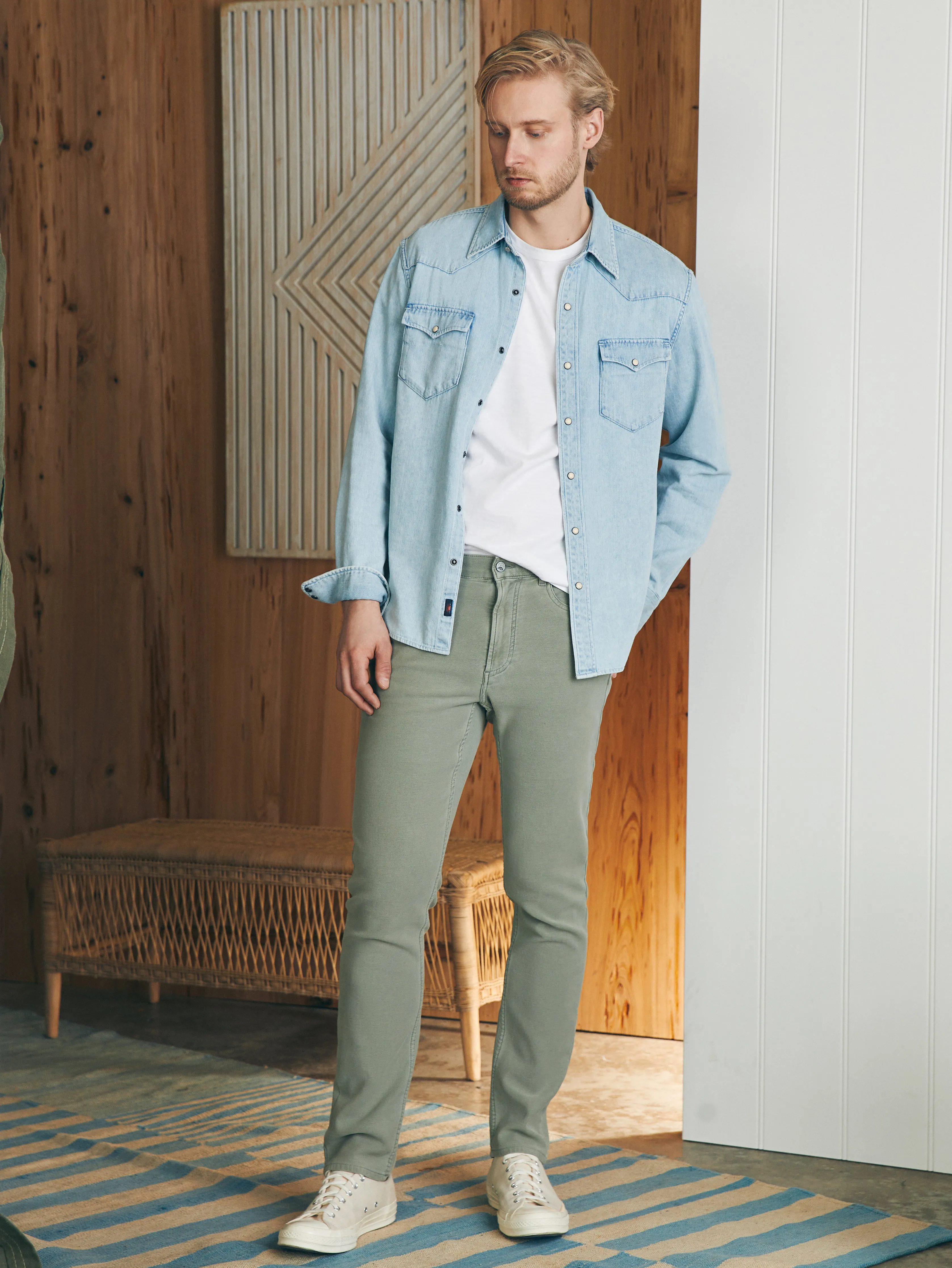 Stretch Terry 5-Pocket Pant (32" Inseam) - Faded Olive sold by Faherty product image thumbnail 4