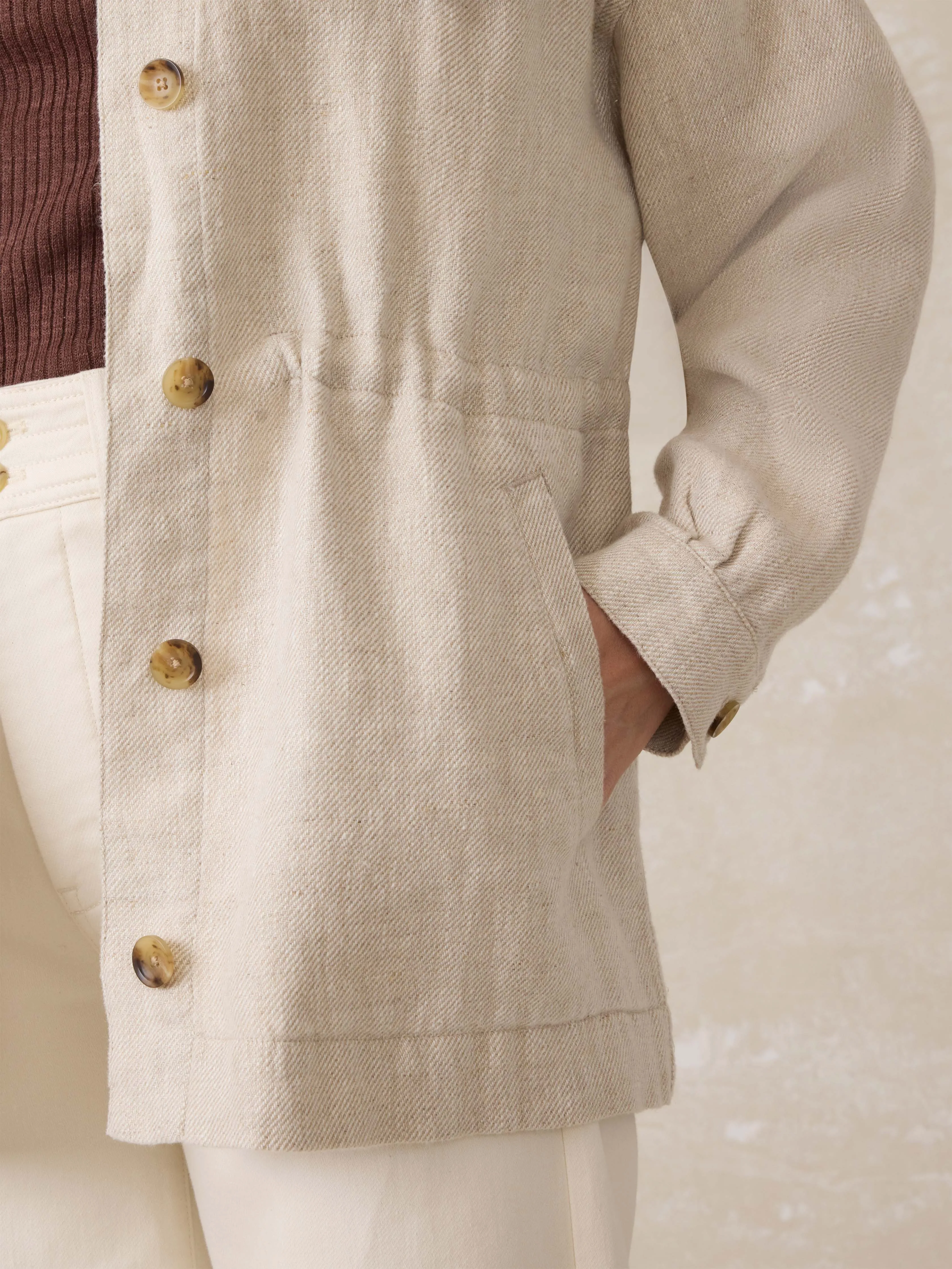 Twill Linen Utility Jacket - Flax sold by Faherty product image thumbnail 2