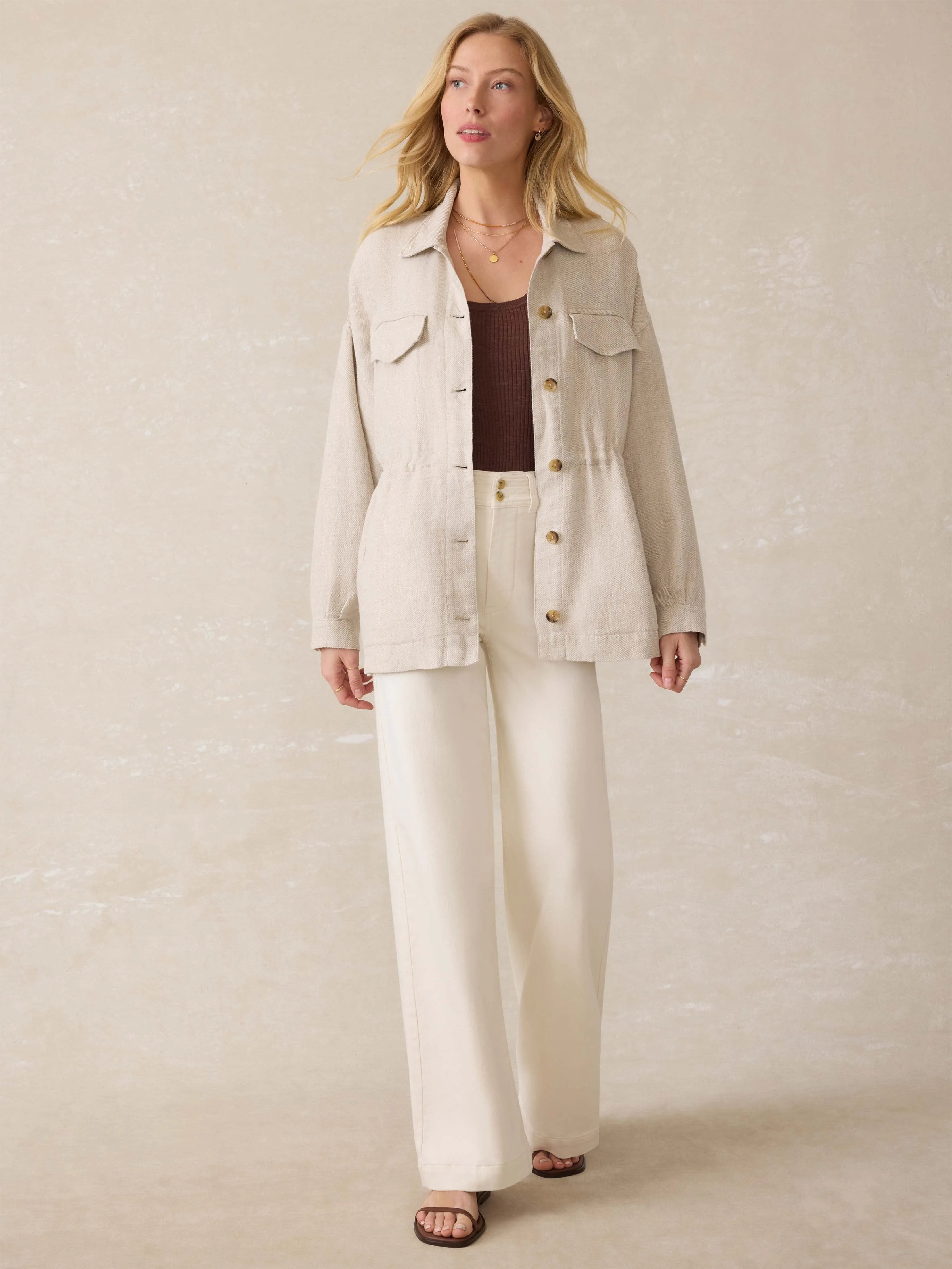 Twill Linen Utility Jacket - Flax sold by Faherty product image thumbnail 5