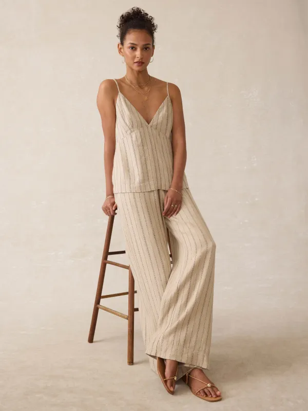 Riviera Linen Pant - Driftwood Stripe sold by Faherty