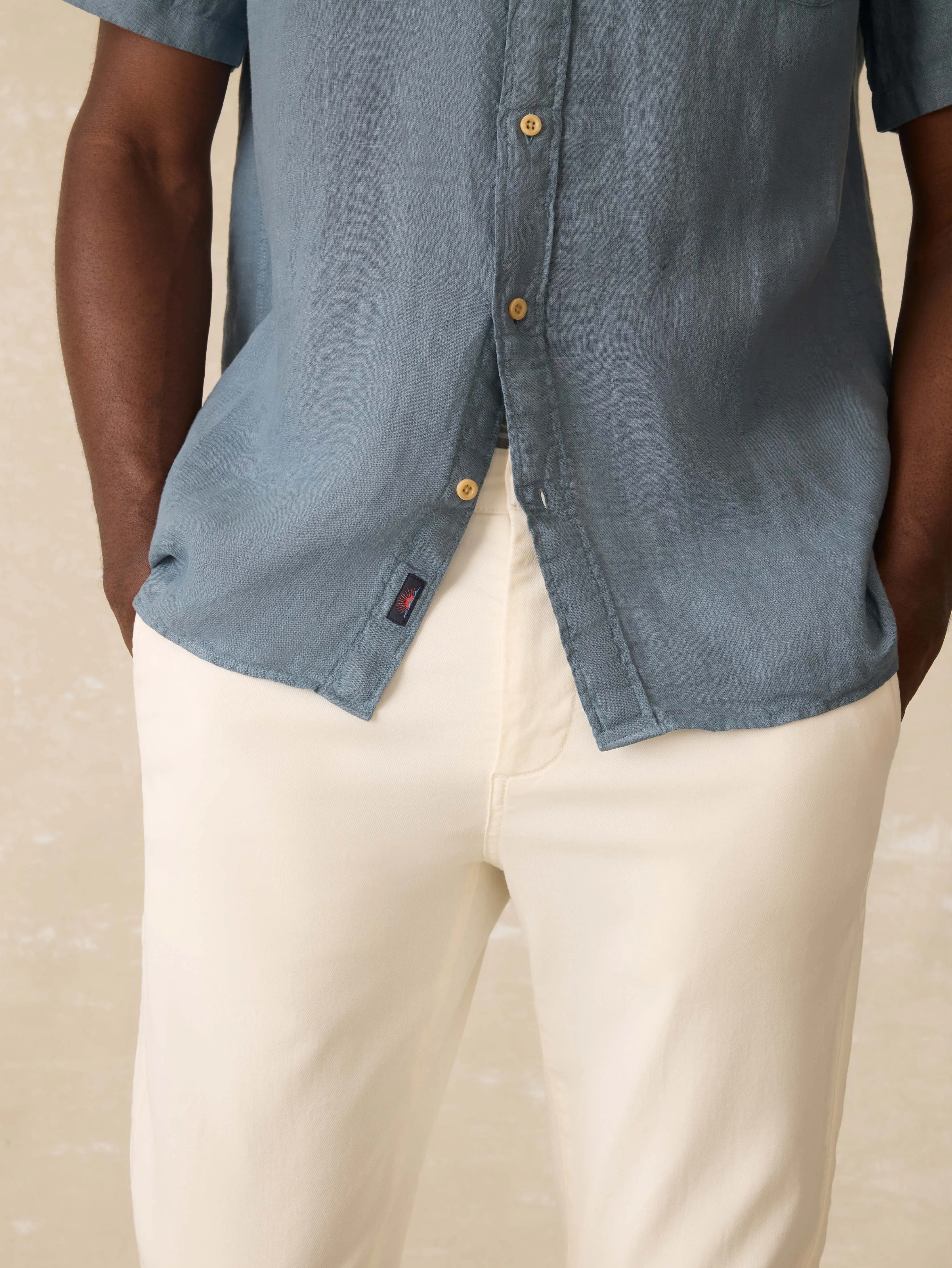 Short-Sleeve Laguna Linen Shirt - Deep Marine sold by Faherty product image thumbnail 2