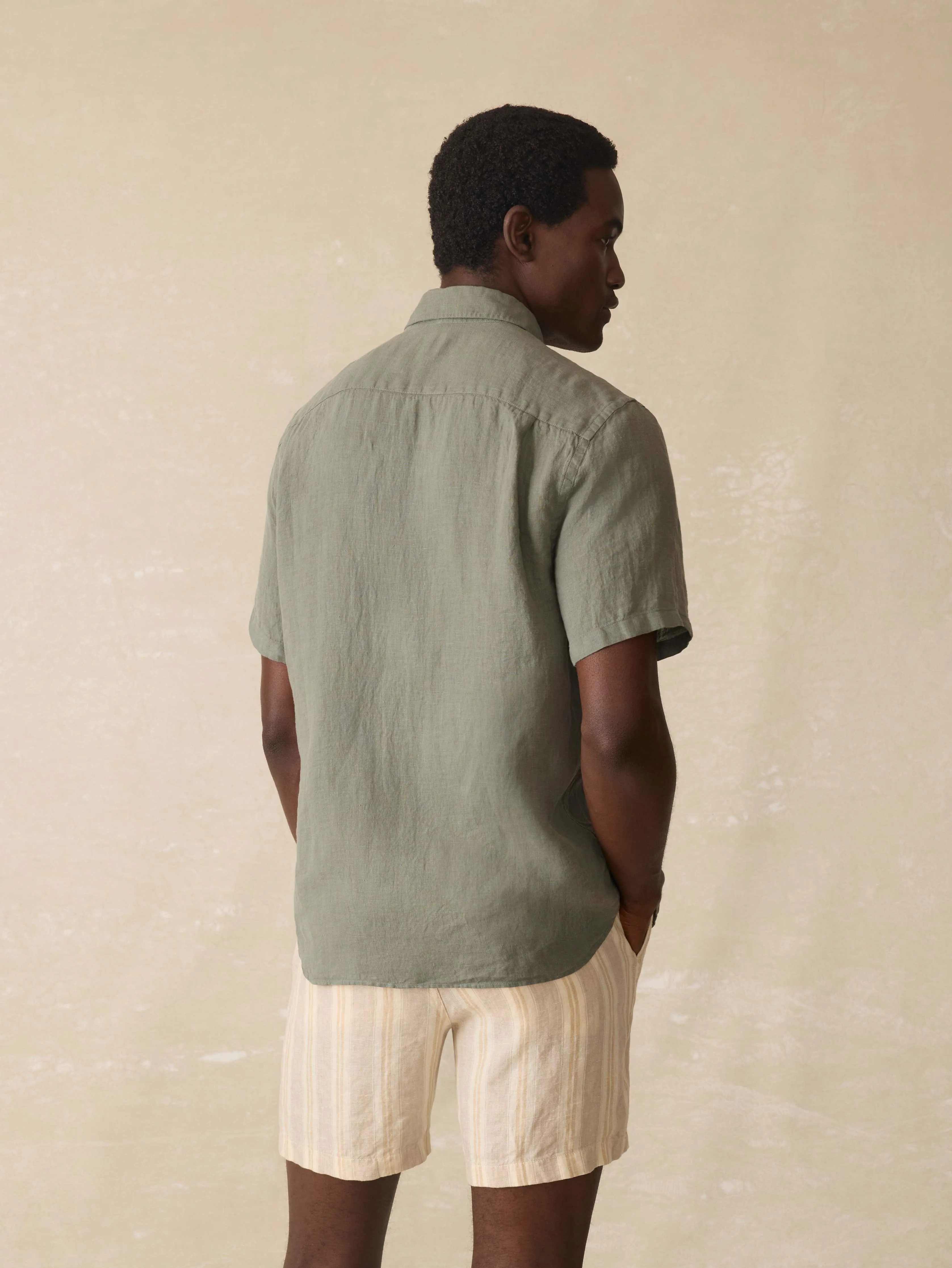Short-Sleeve Laguna Linen Shirt - Spruce sold by Faherty product image thumbnail 4