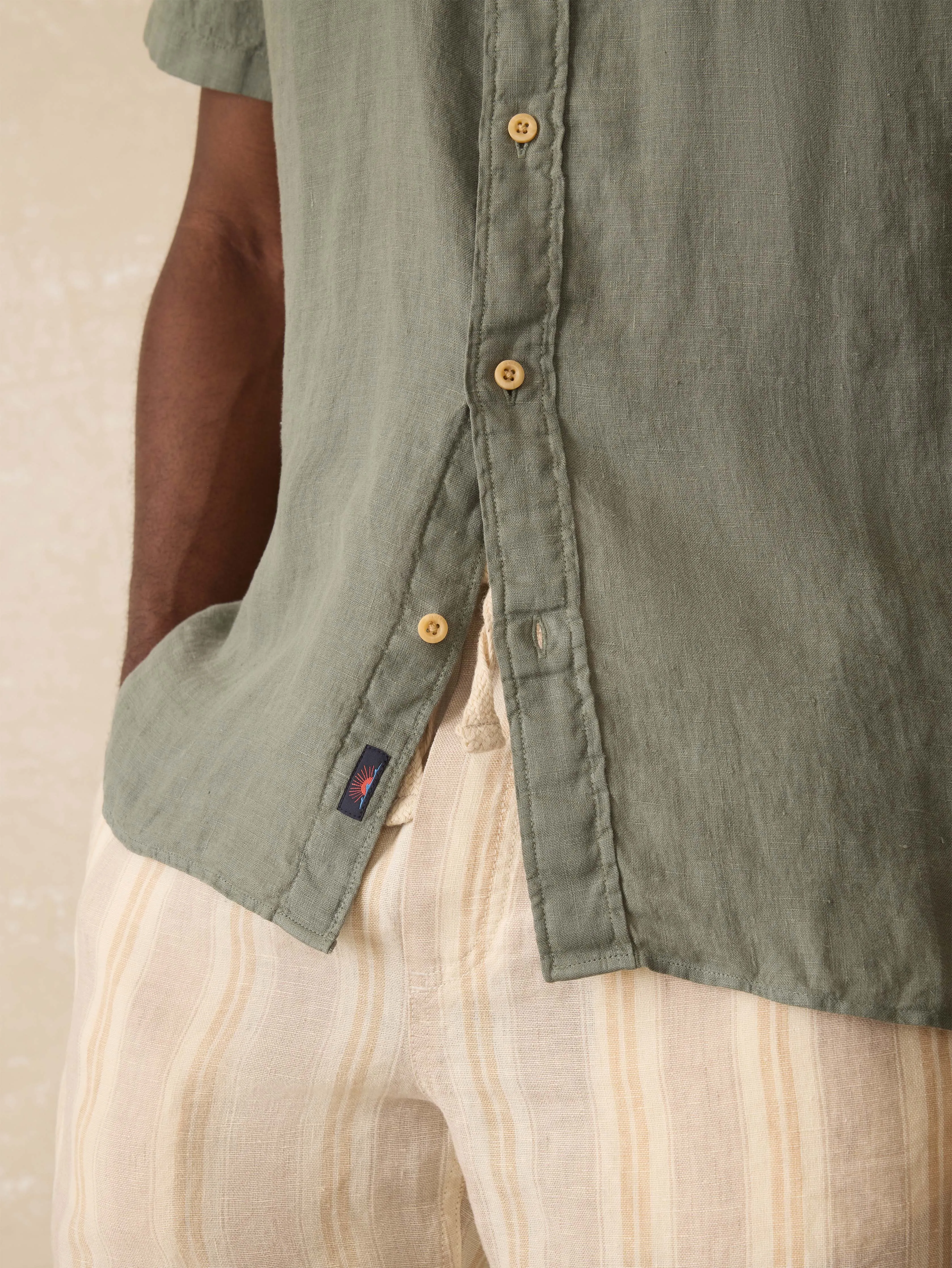 Short-Sleeve Laguna Linen Shirt - Spruce sold by Faherty product image thumbnail 2