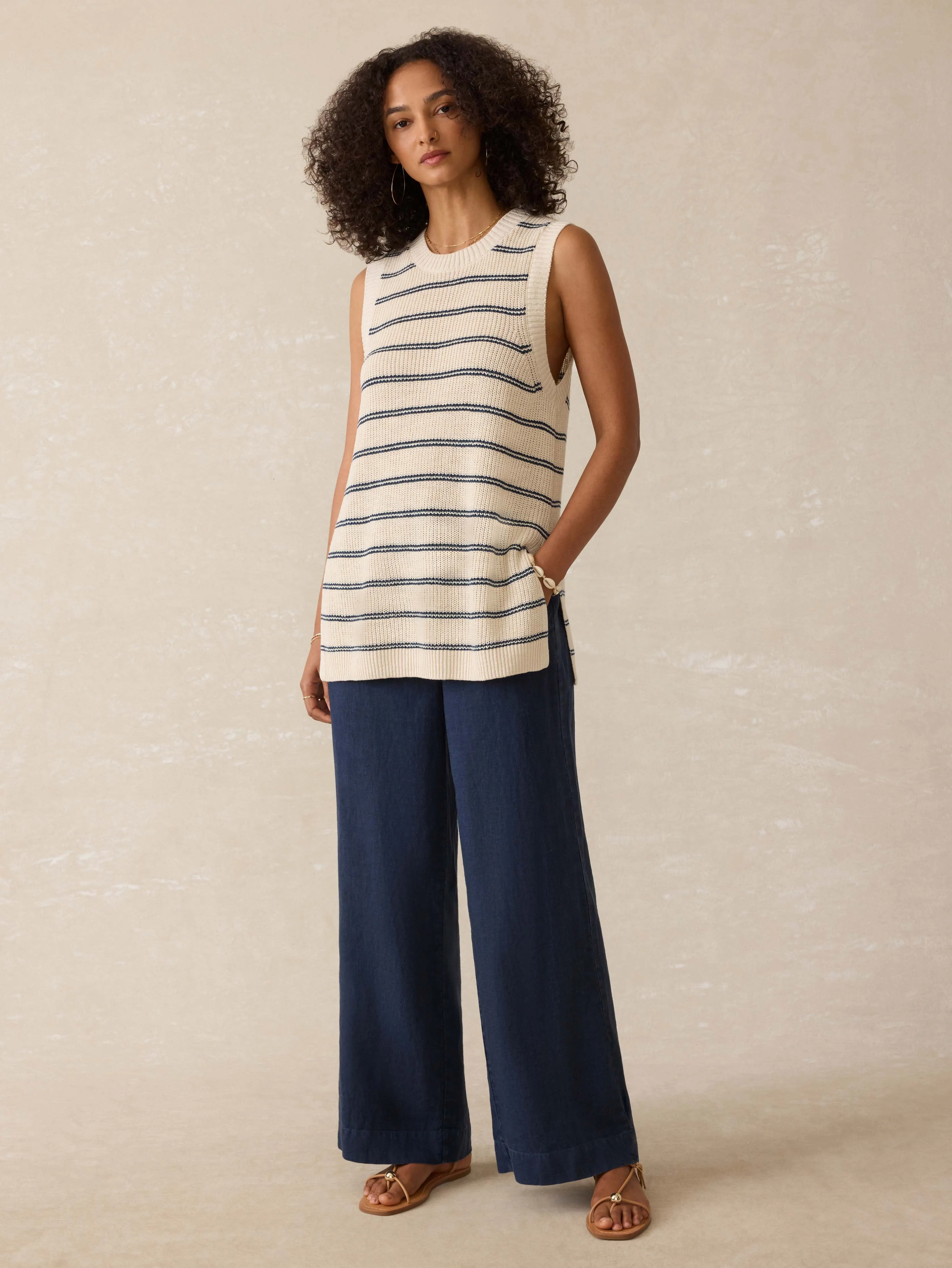 Miramar Linen Sweater Tunic - Lido Lines sold by Faherty