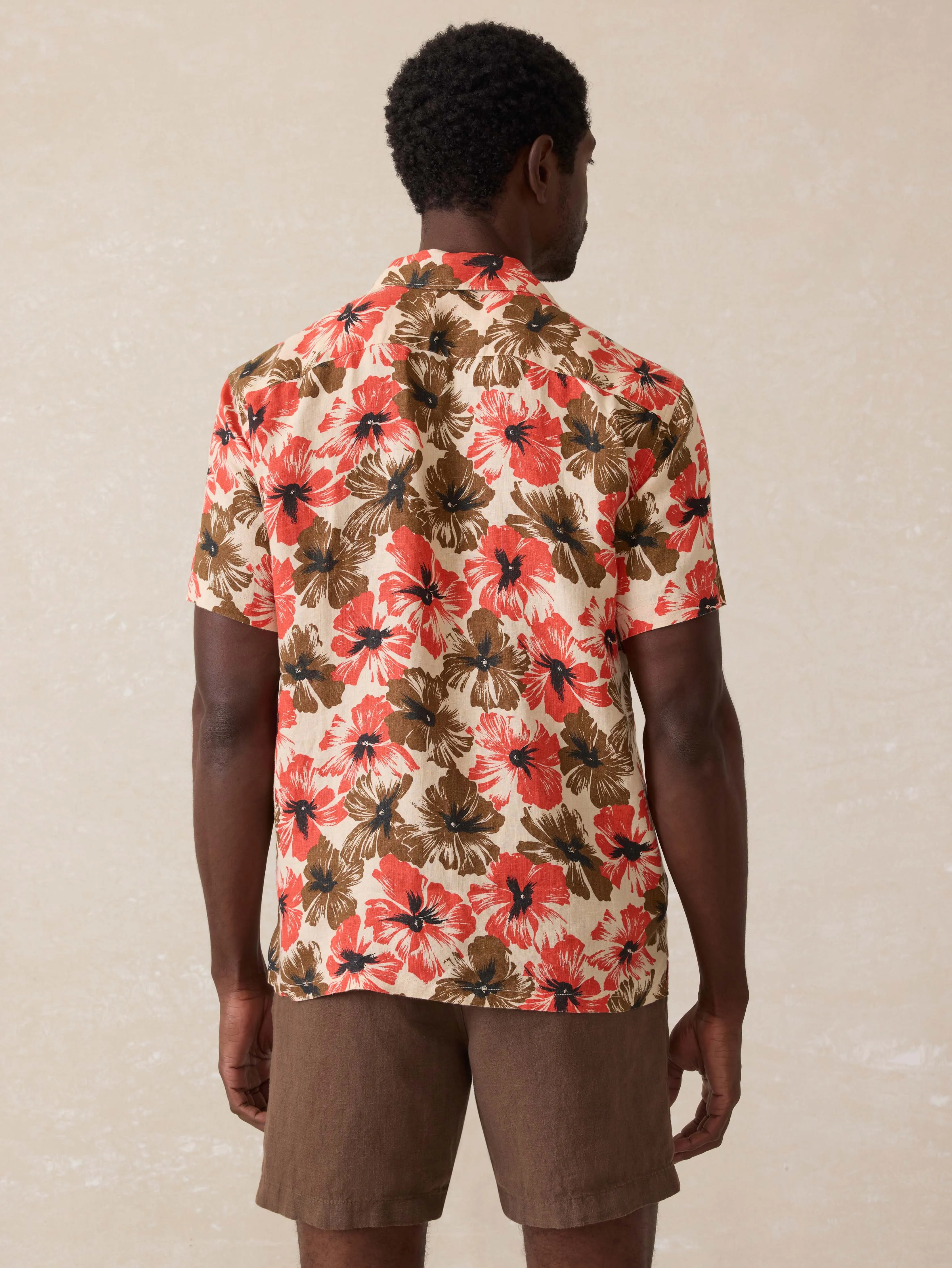 Short-Sleeve Reserve Basque Camp Shirt - Wildwood Poppy sold by Faherty product image thumbnail 4