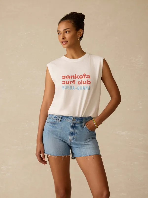 Surf Ghana Sunwashed Muscle Tank - White sold by Faherty