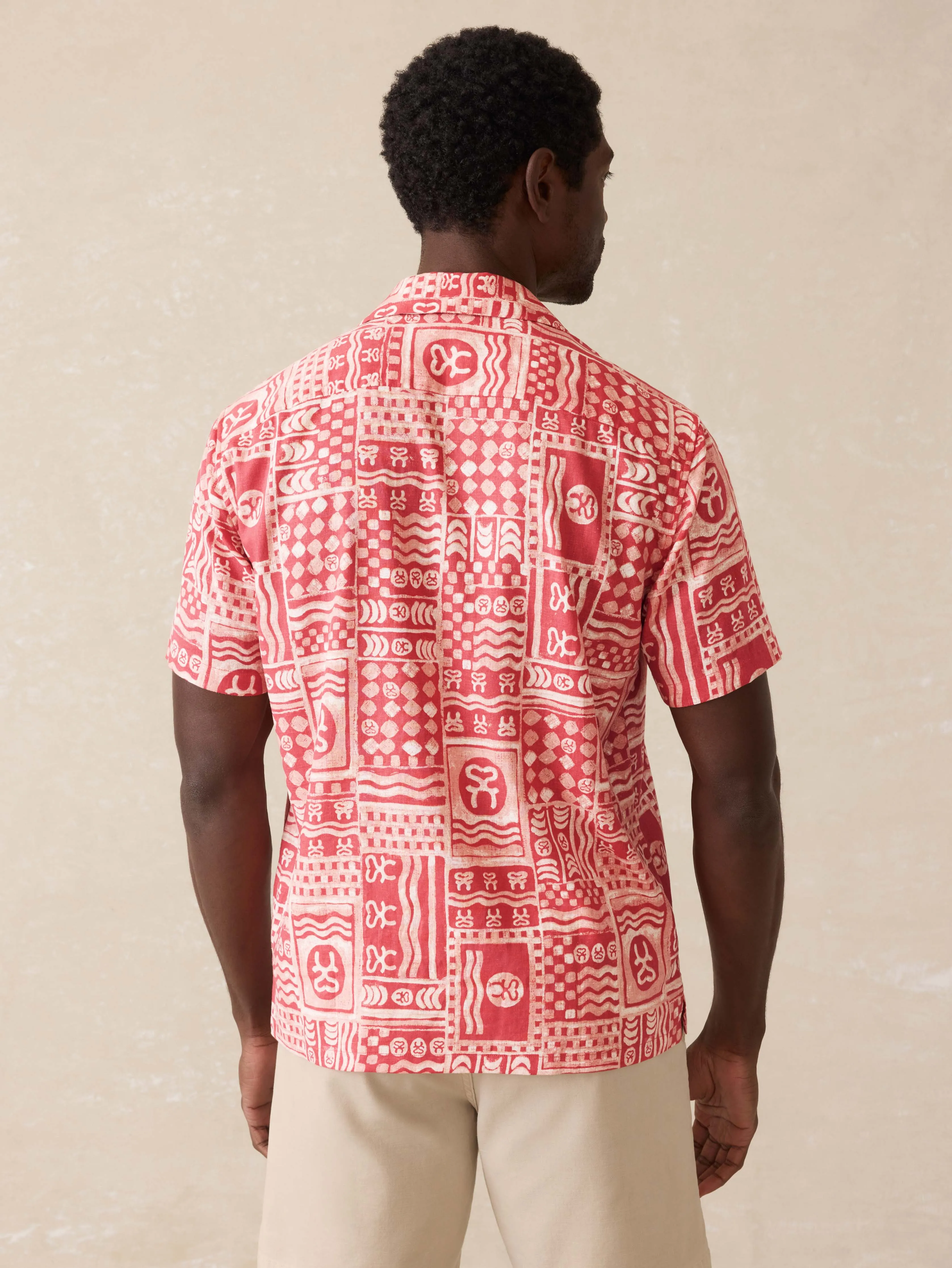 Surf Ghana Short-Sleeve Breeze Camp Shirt - Sankofa Tile Clay sold by Faherty product image thumbnail 3