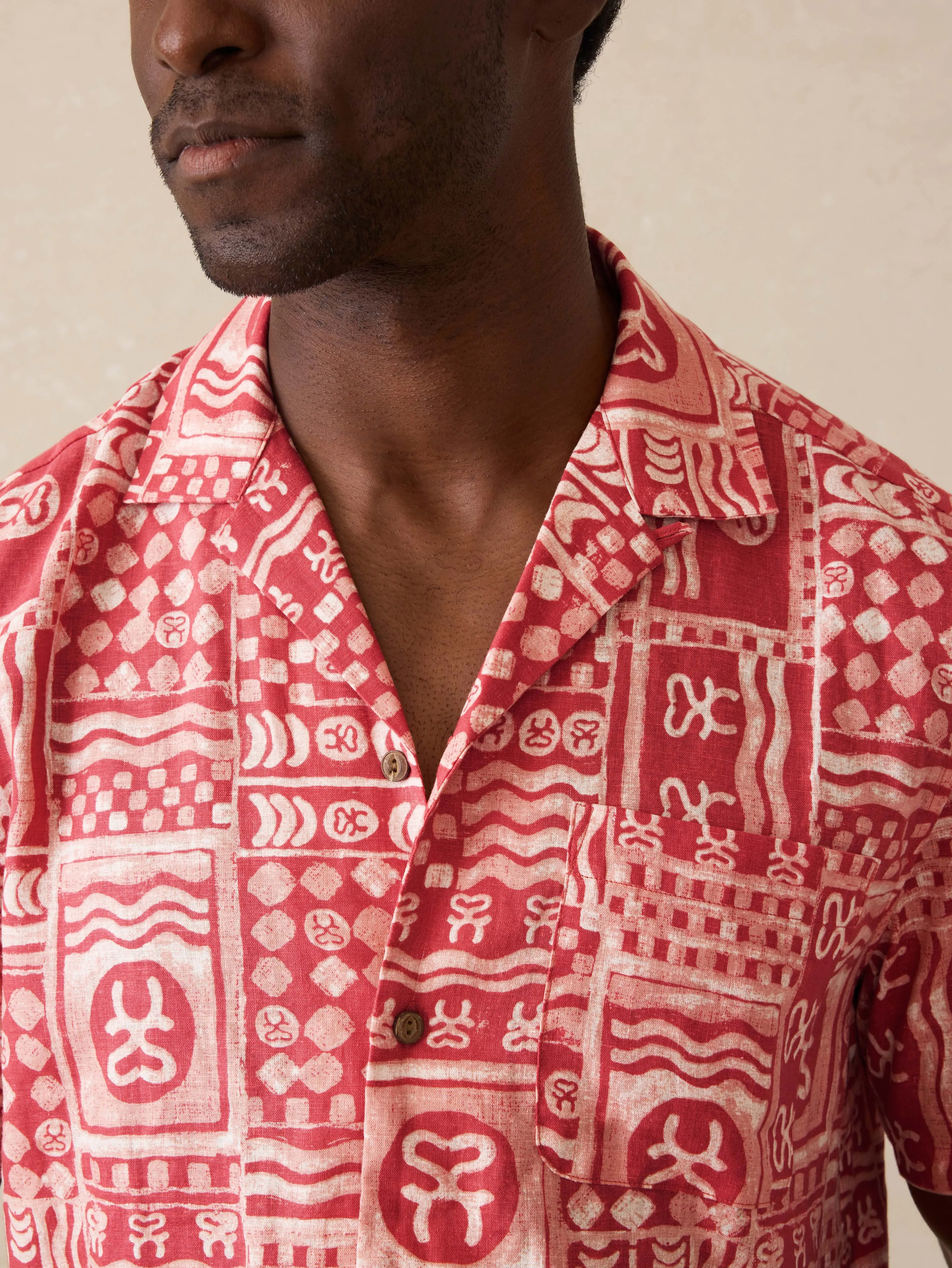 Surf Ghana Short-Sleeve Breeze Camp Shirt - Sankofa Tile Clay sold by Faherty product image thumbnail 2