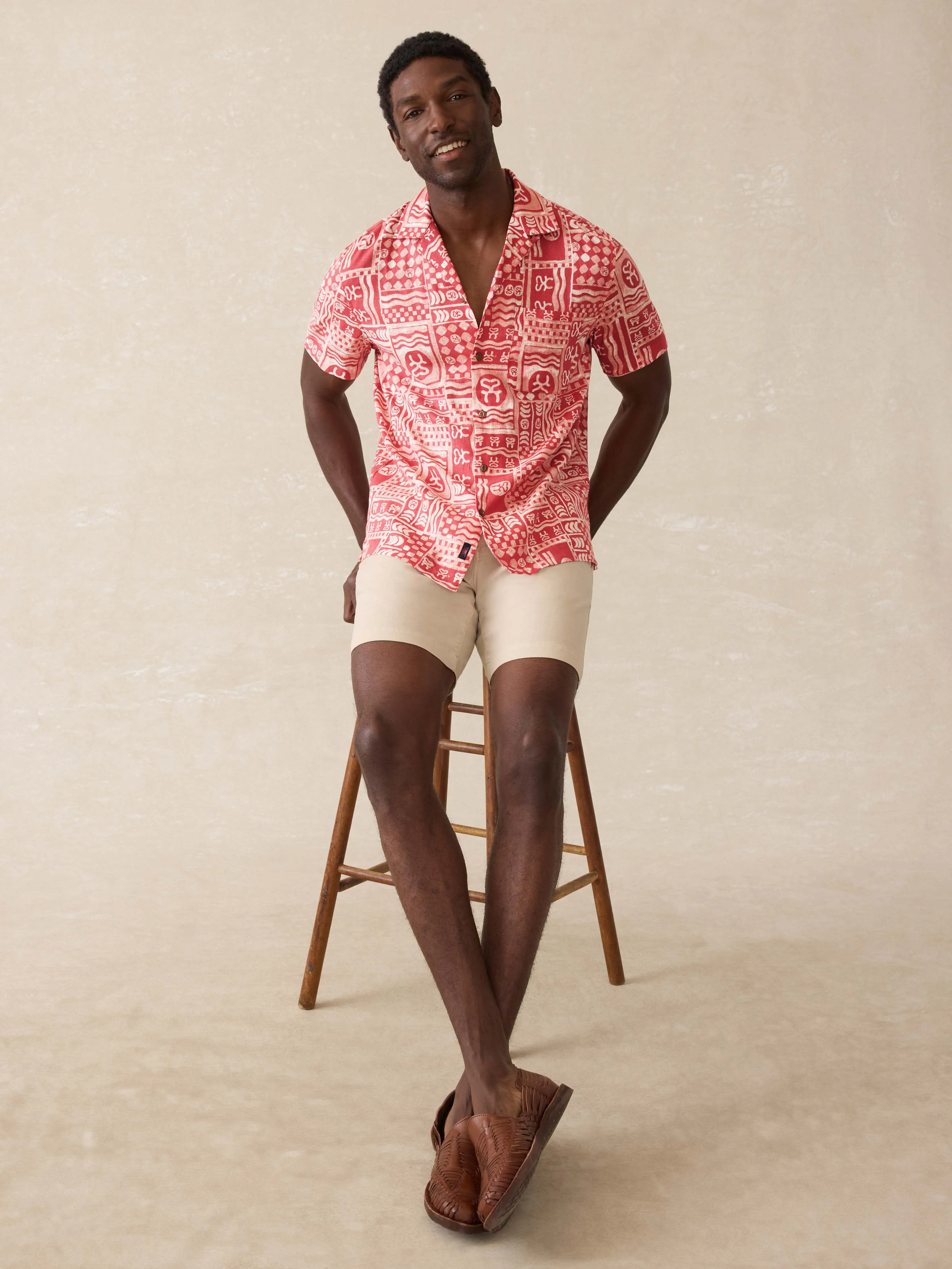 Surf Ghana Short-Sleeve Breeze Camp Shirt - Sankofa Tile Clay sold by Faherty product image thumbnail 4