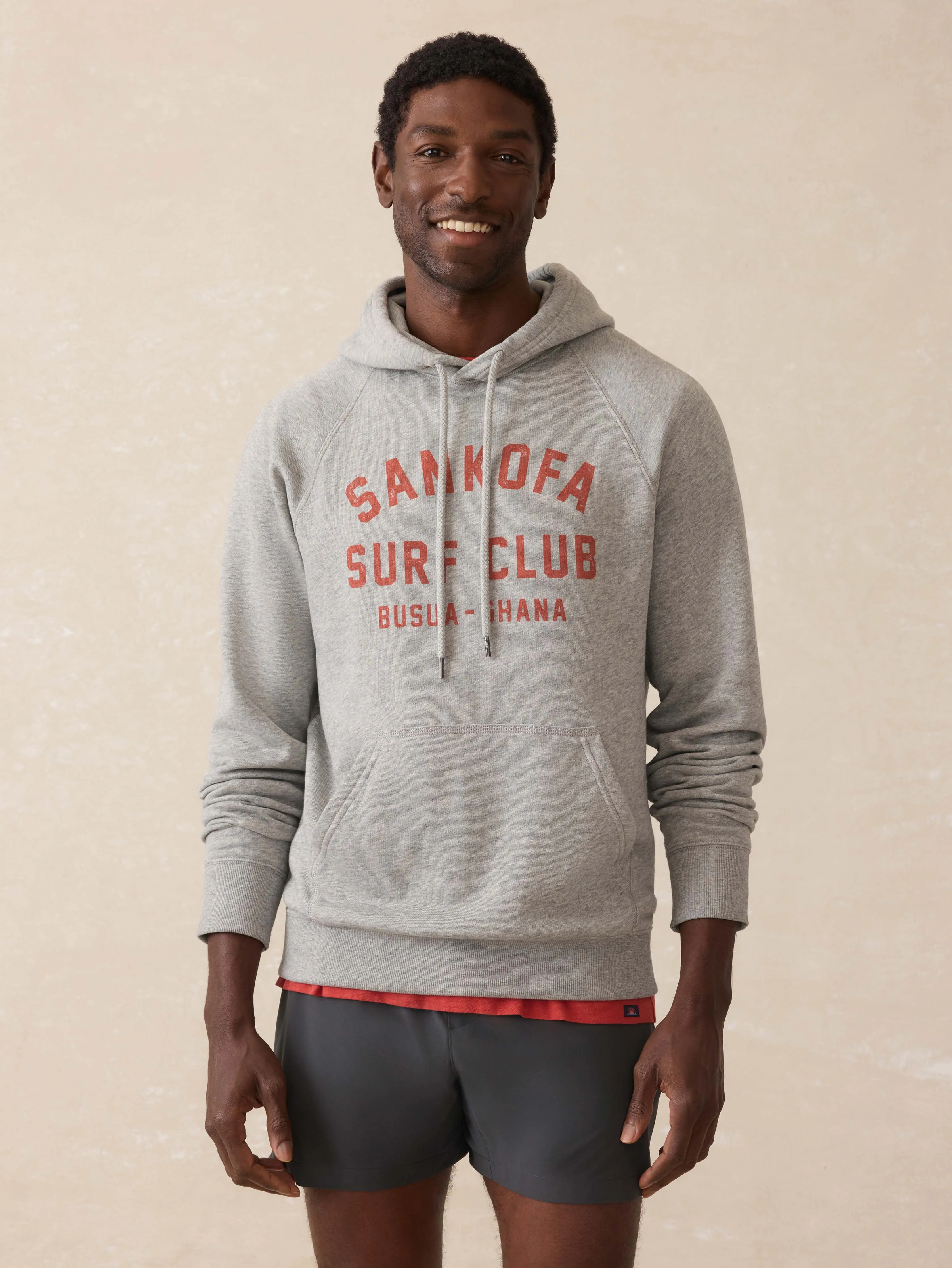 Surf Ghana High Standard Fleece Hoodie - Silver Ash Heather sold by Faherty