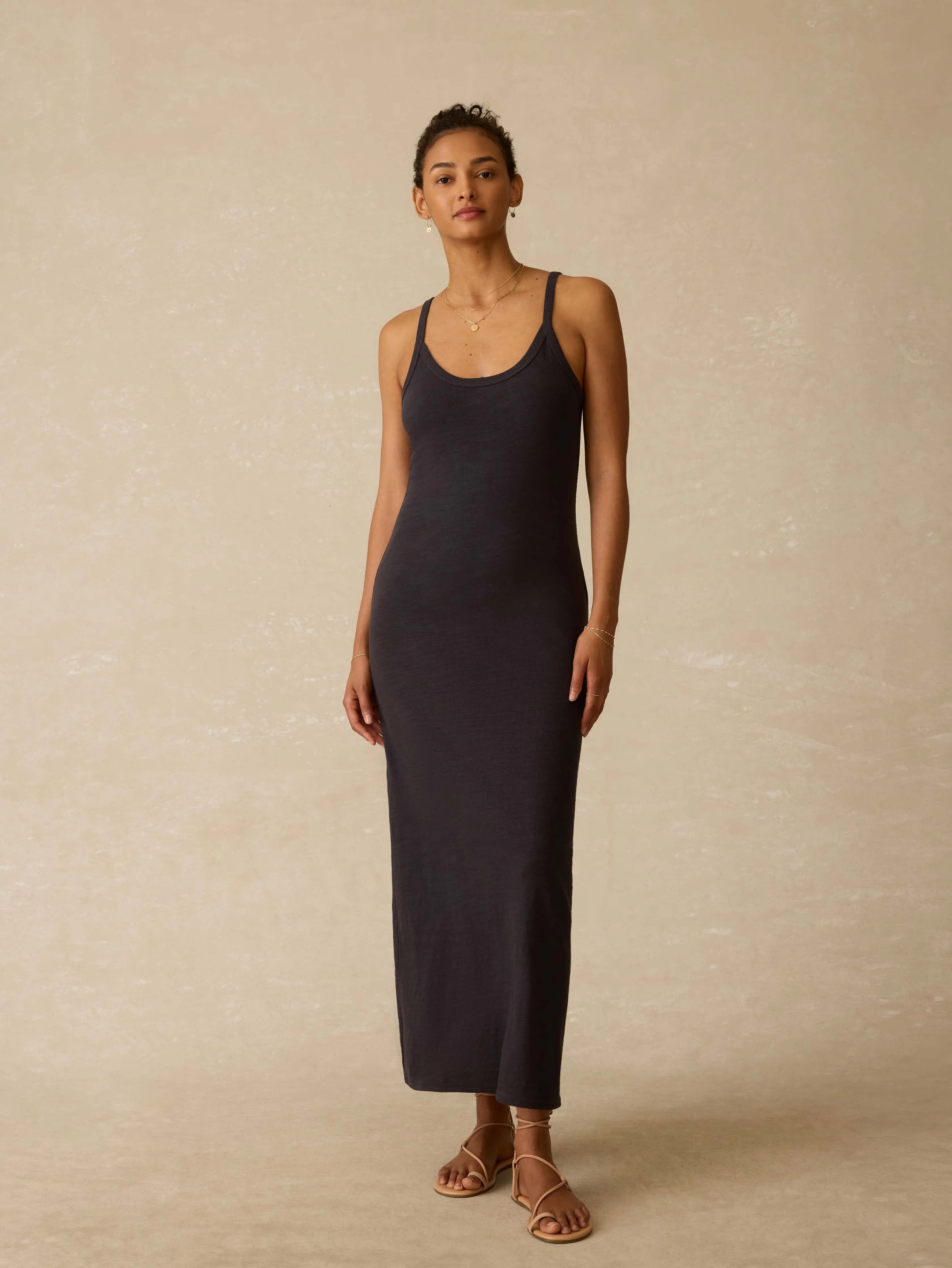 Sunwashed Slub Tank Dress - Washed Black sold by Faherty product image thumbnail 3