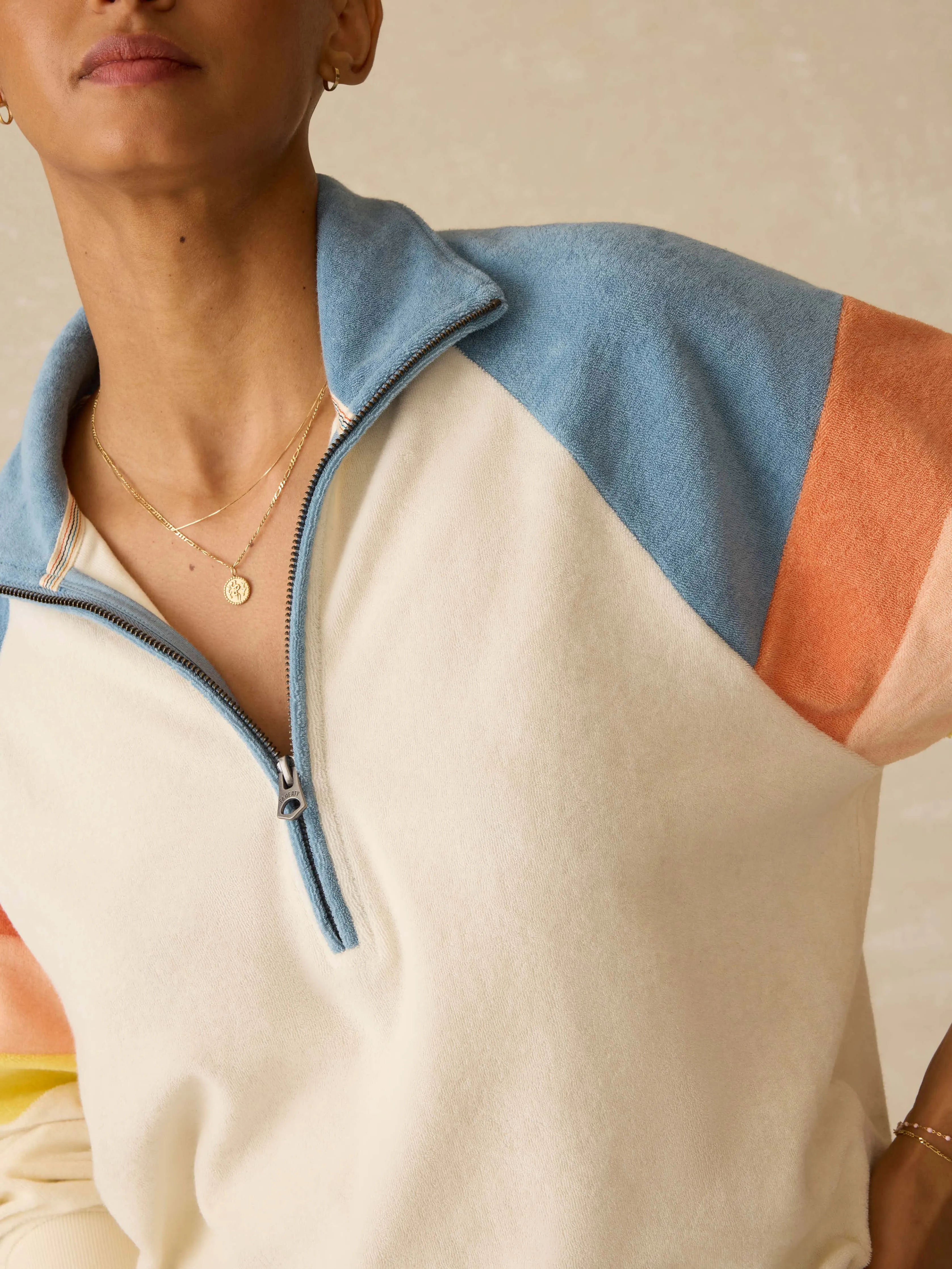 Cabana Towel Terry Quarter Zip - Sunrise Sail sold by Faherty product image thumbnail 4