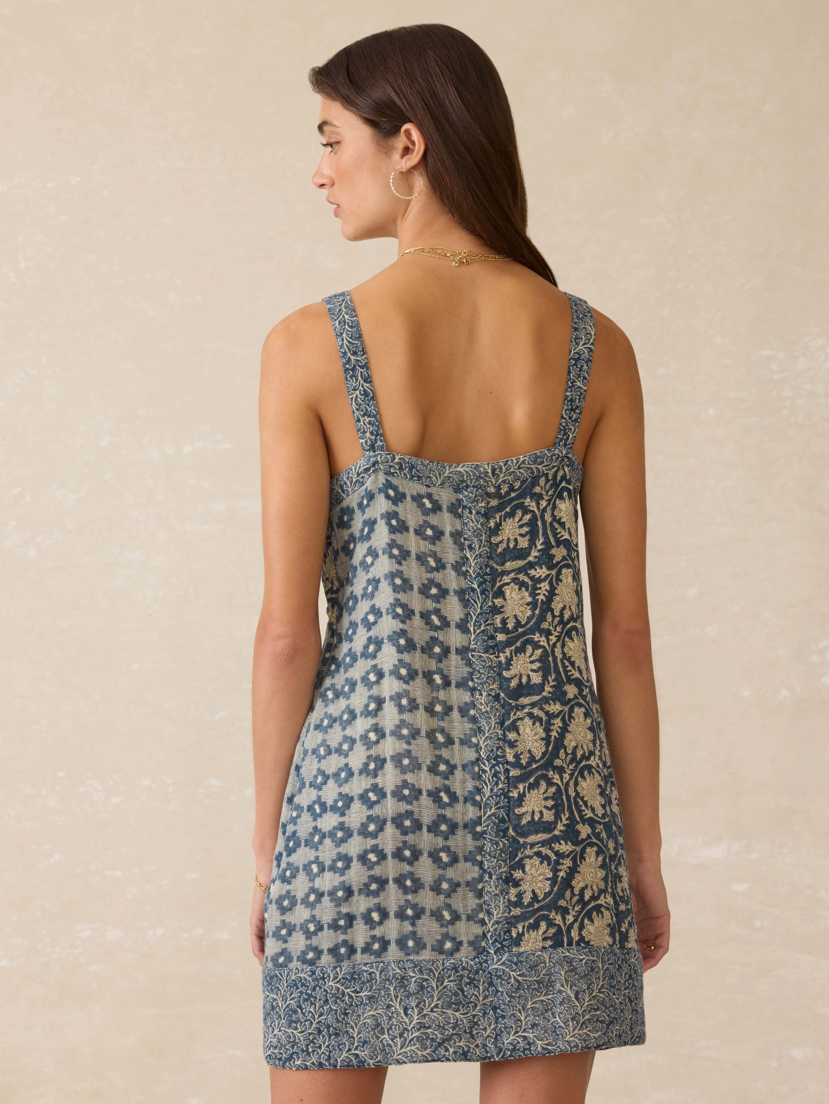 Annabelle Patchwork Dress - Tranquil Tides Blockprint | Parallel
