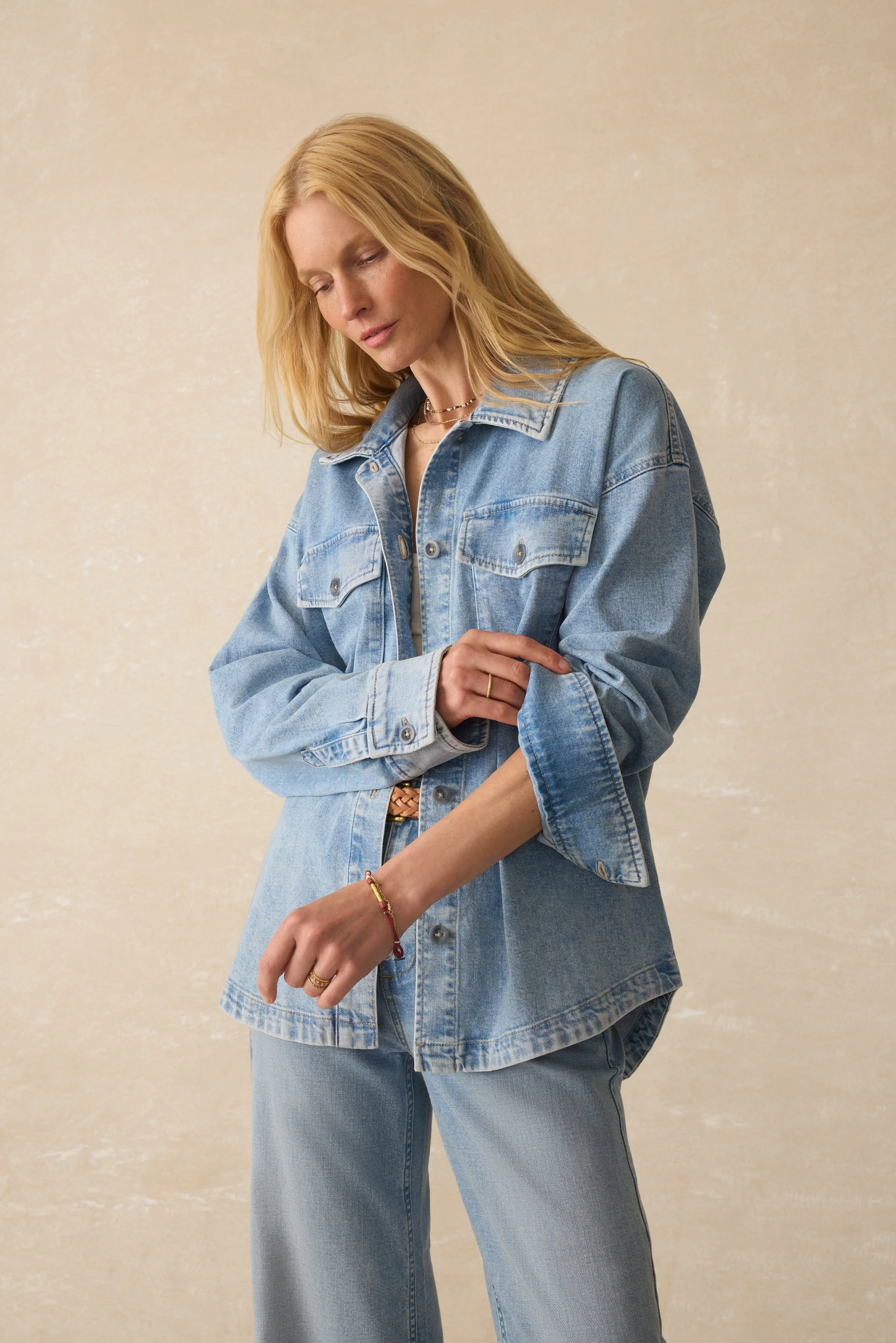 Linen Denim Jacket - Summer Seas Wash sold by Faherty product image thumbnail 3