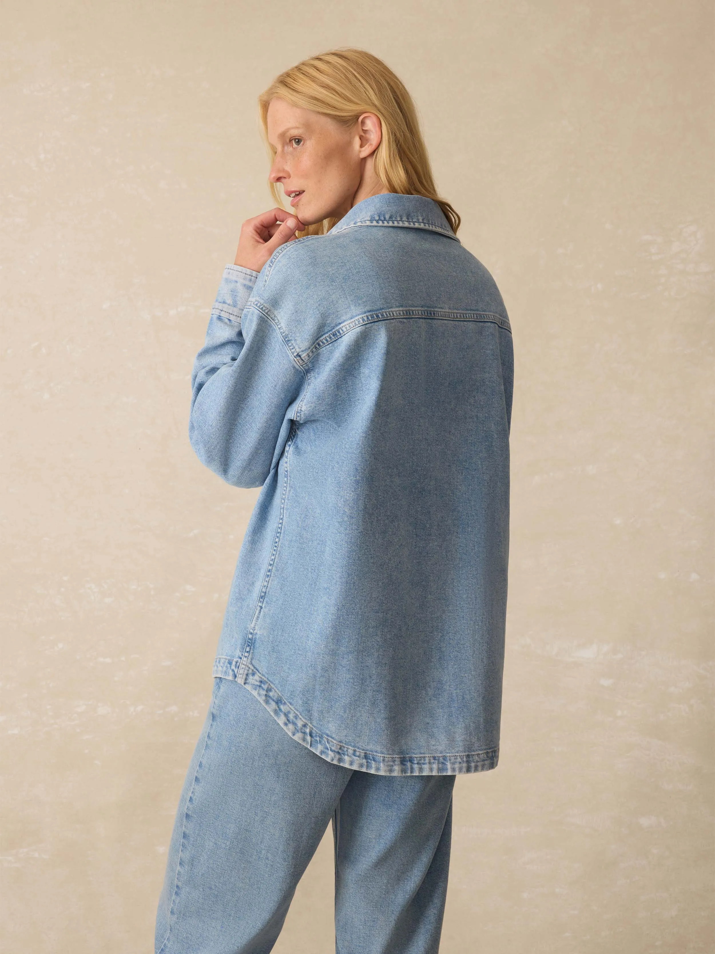 Linen Denim Jacket - Summer Seas Wash sold by Faherty product image thumbnail 4