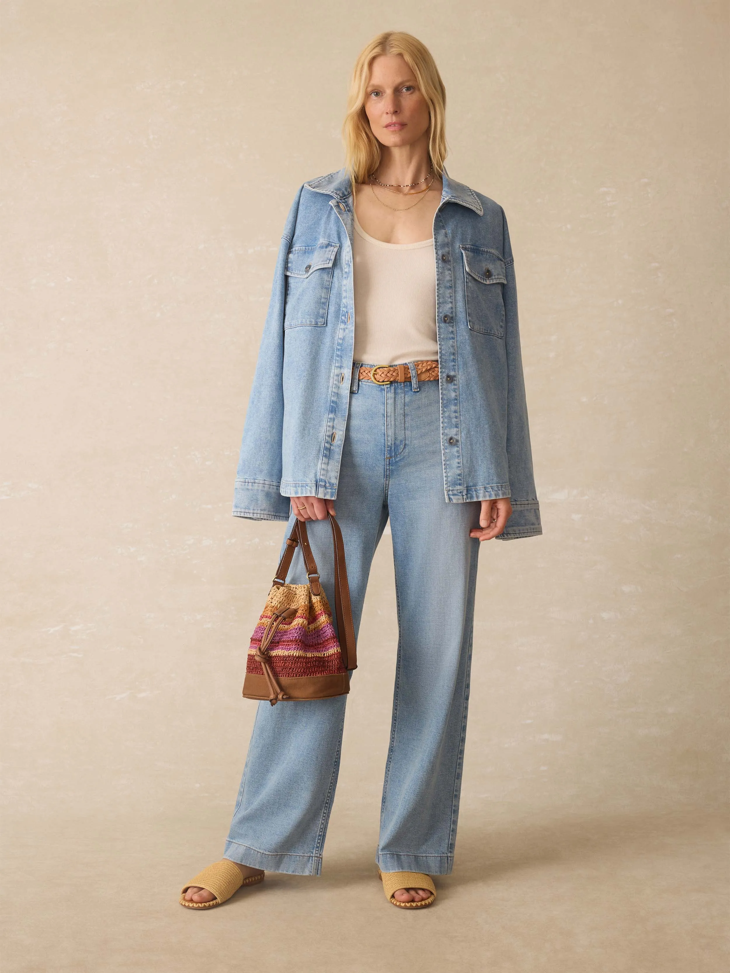 Linen Denim Jacket - Summer Seas Wash sold by Faherty product image thumbnail 2