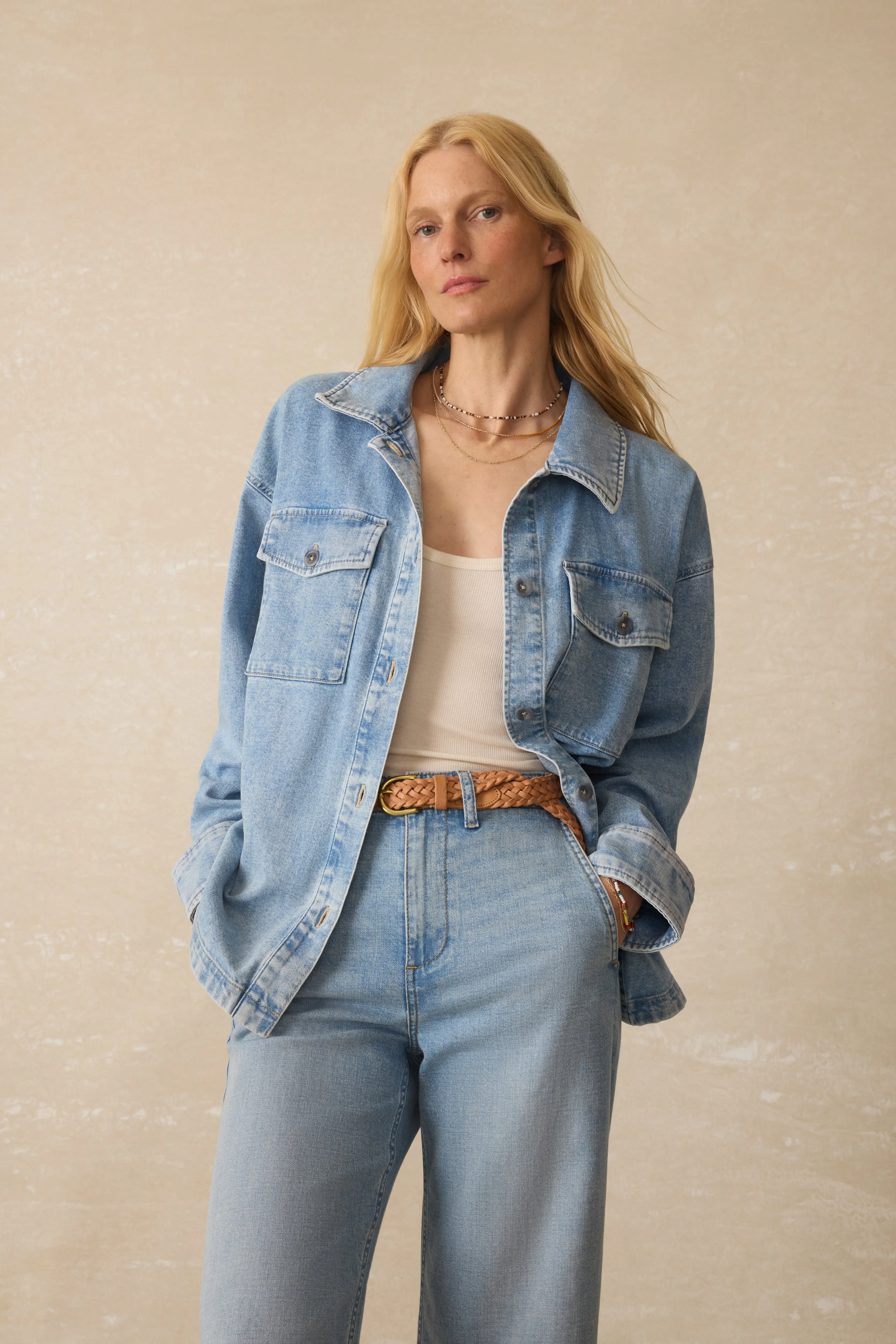 Linen Denim Jacket - Summer Seas Wash sold by Faherty