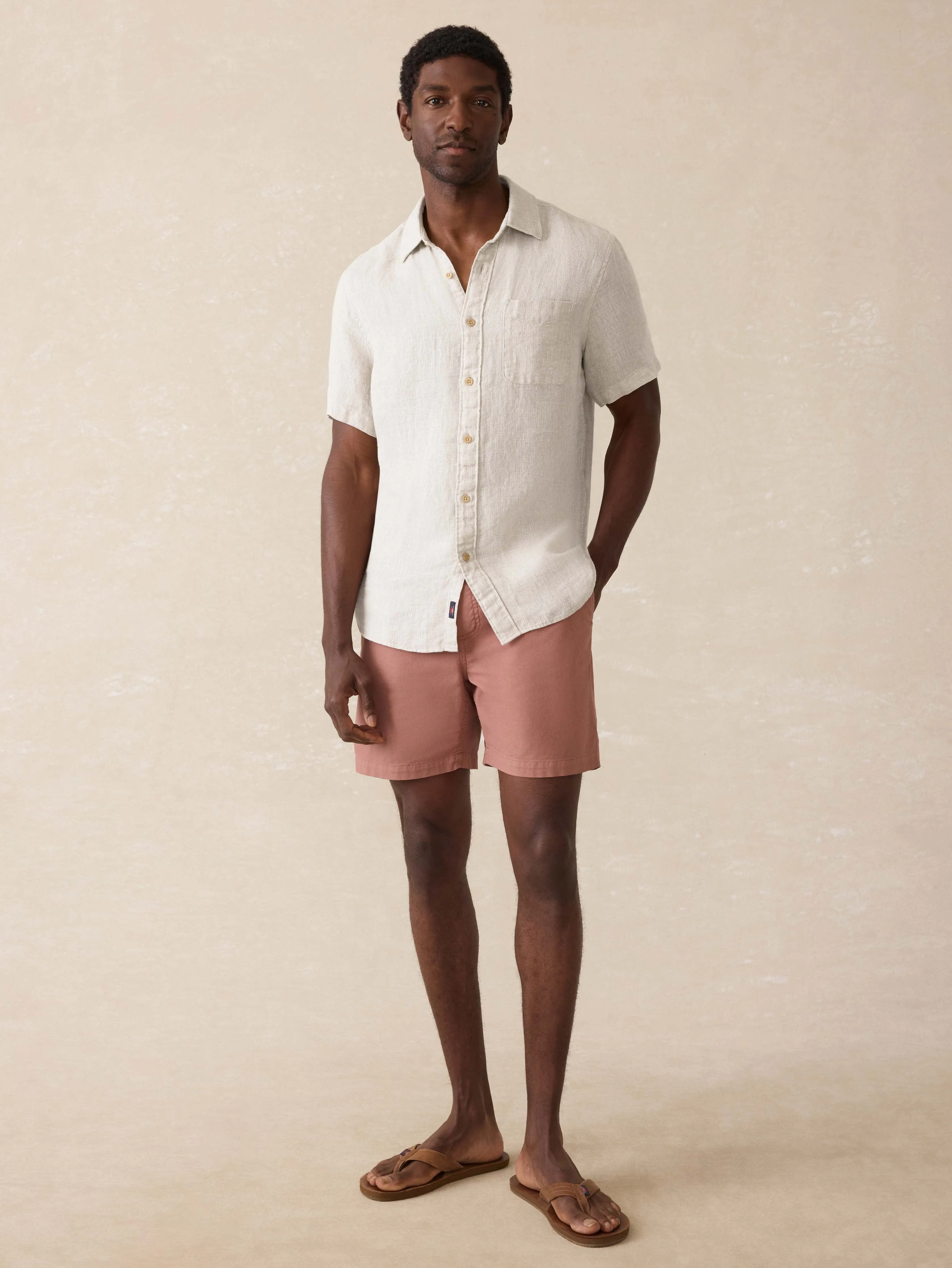 Short-Sleeve Palma Linen Shirt - Natural sold by Faherty product image thumbnail 2