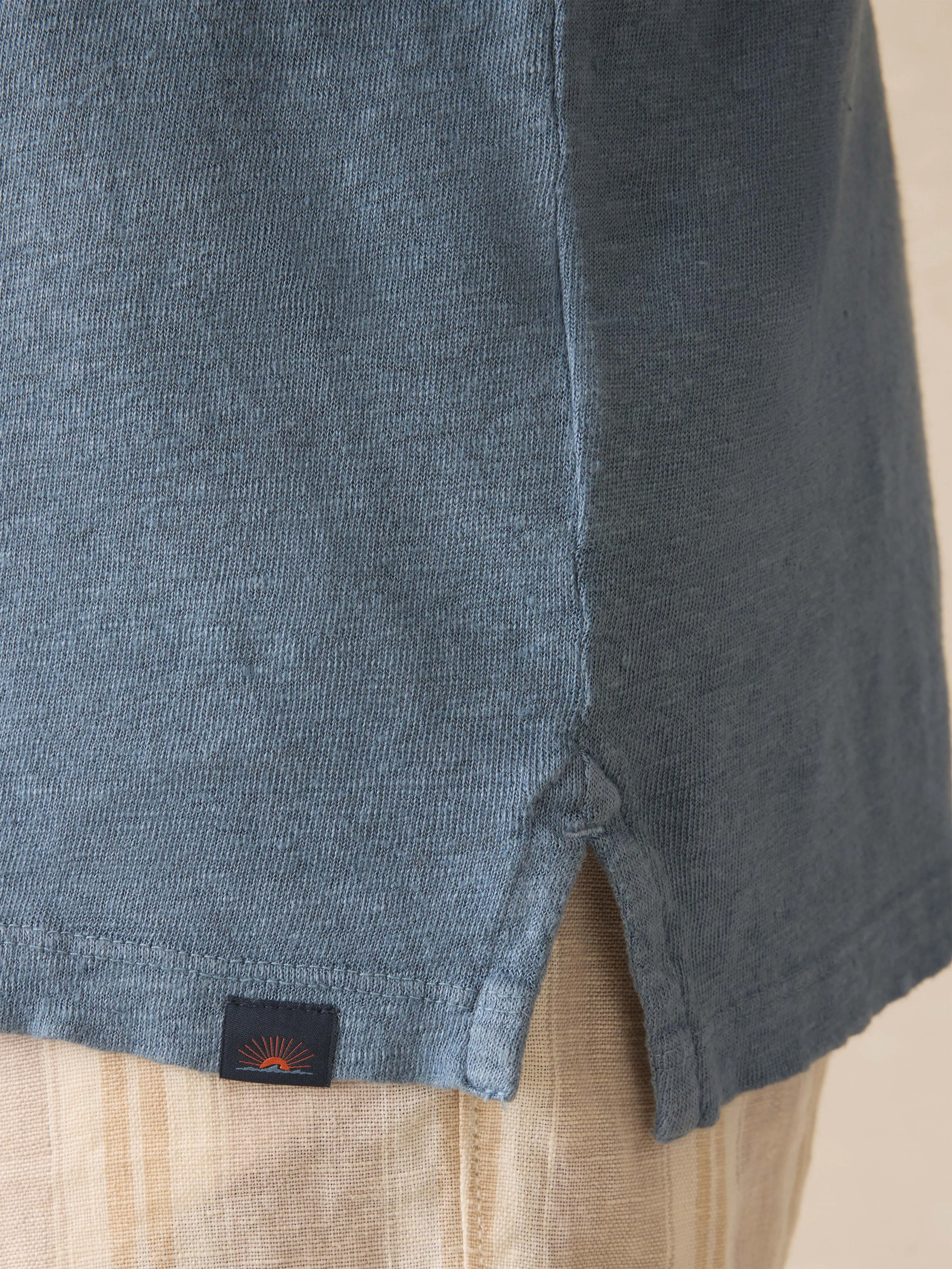 Short-Sleeve Linen Polo - Deep Marine sold by Faherty product image thumbnail 5